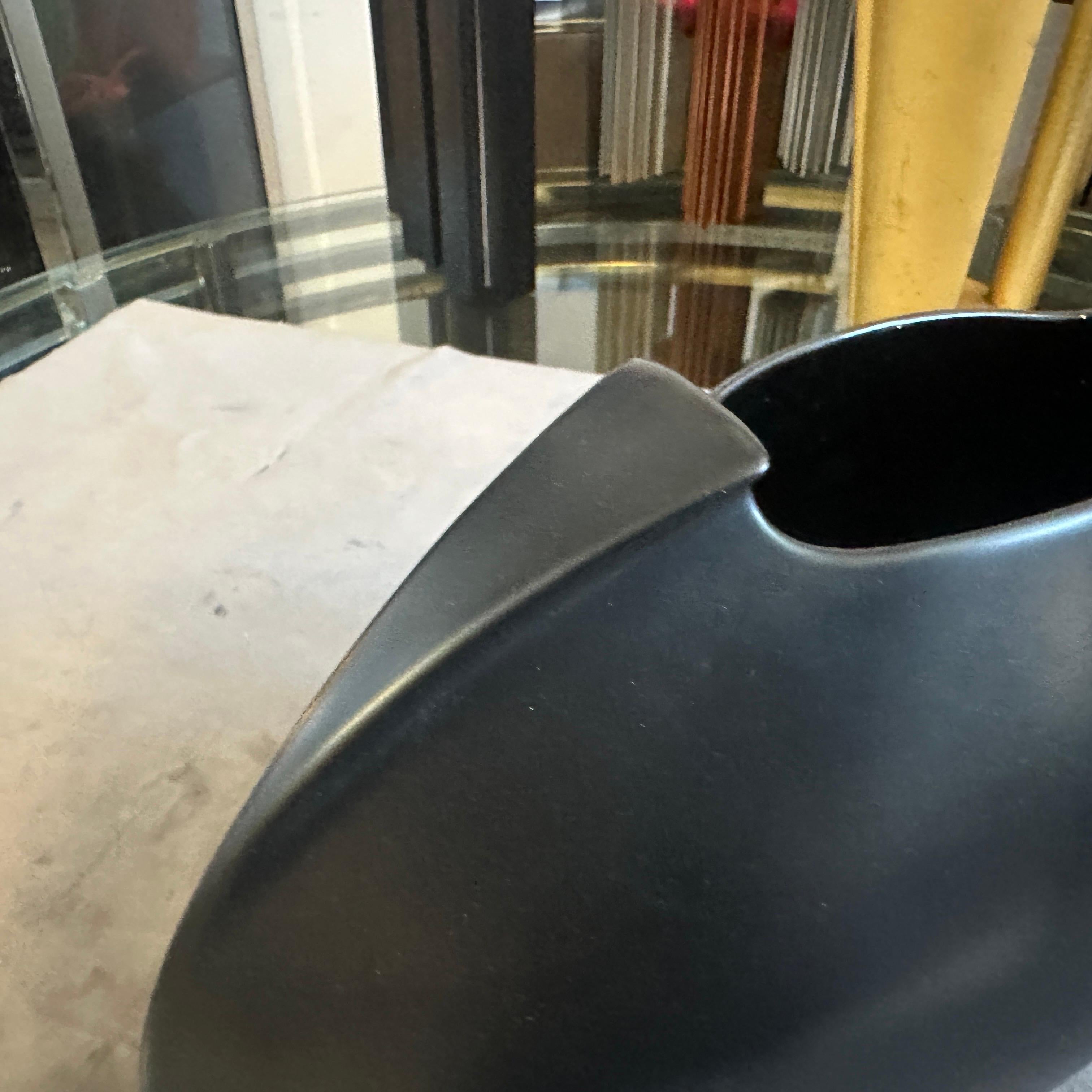 1990s Minimalist Black Porcelain Tasca Huge Vase by Lino Sabattini for Rosenthal For Sale 3