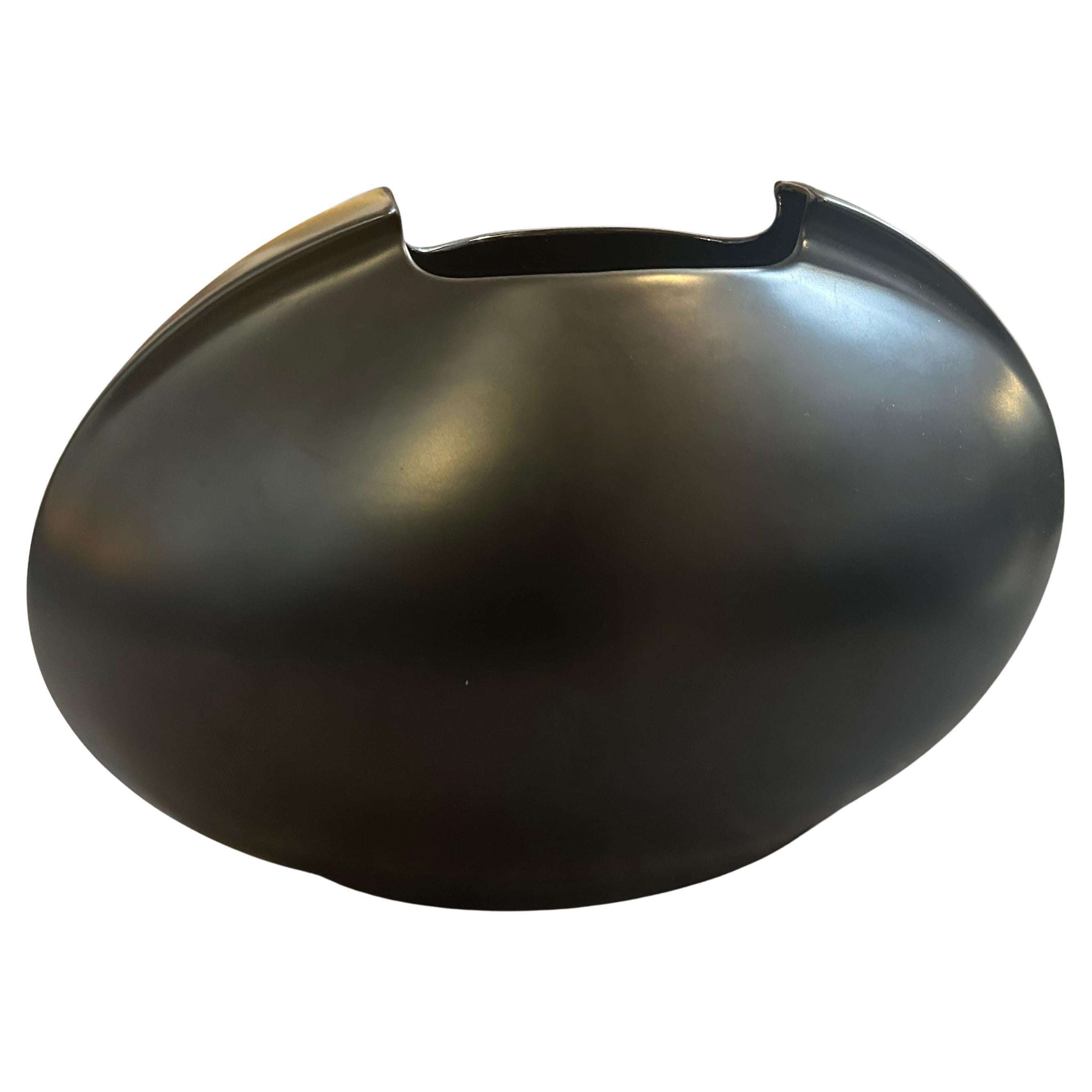 1990s Minimalist Black Porcelain Tasca Huge Vase by Lino Sabattini for Rosenthal For Sale