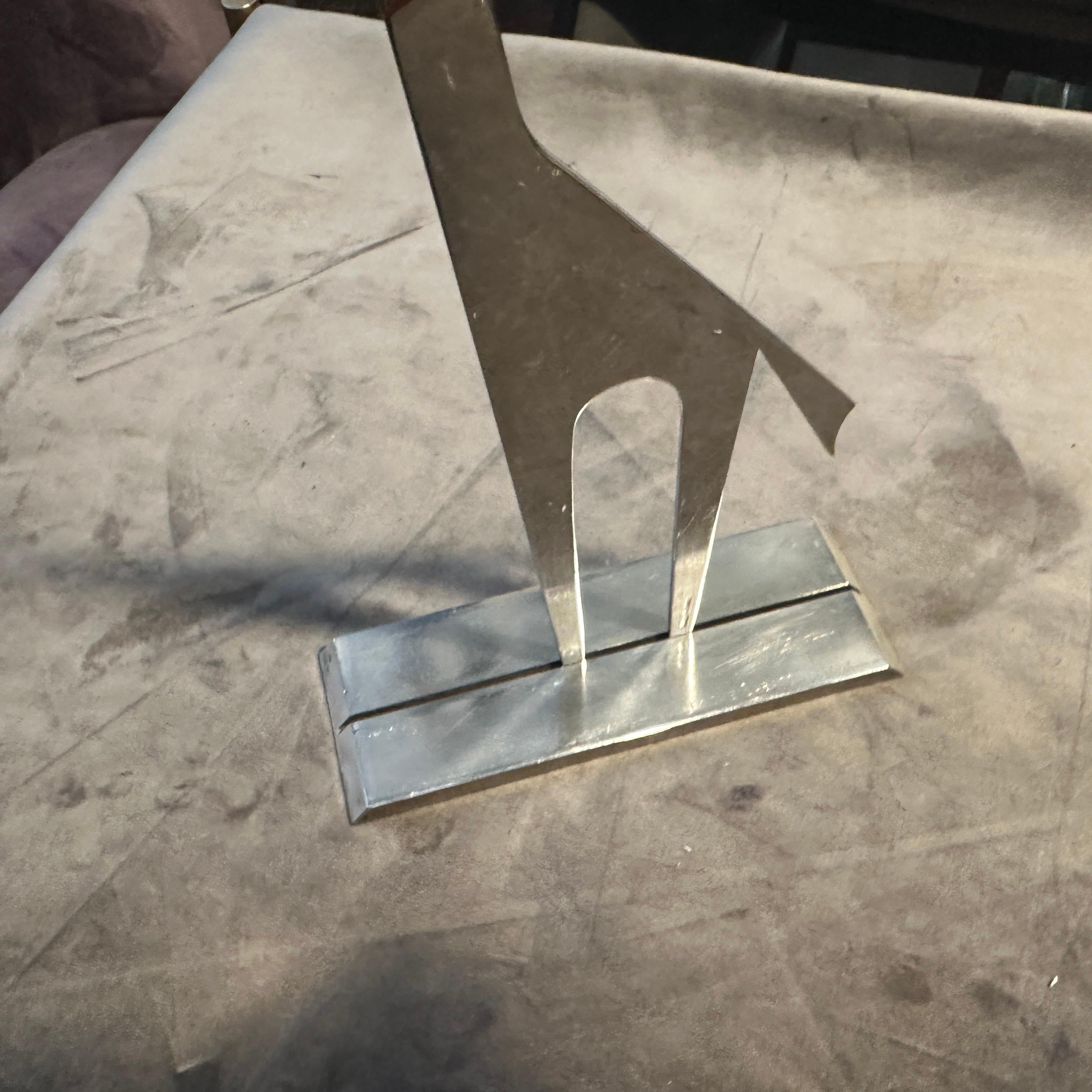 Scultura minimalista anni '90 placcata in argento La Giraffa di Lino Sabattini in vendita 3