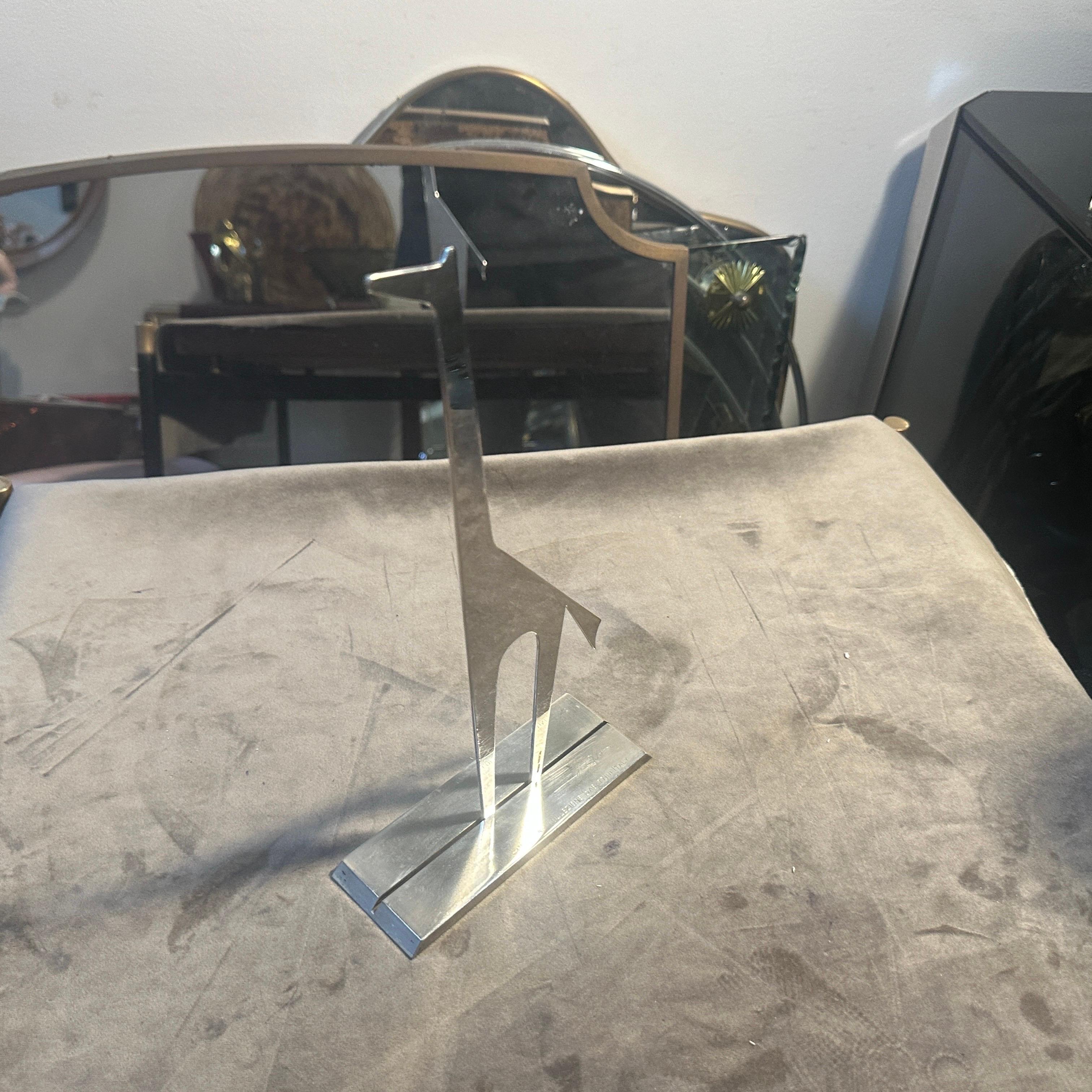 Scultura minimalista anni '90 placcata in argento La Giraffa di Lino Sabattini in vendita 4