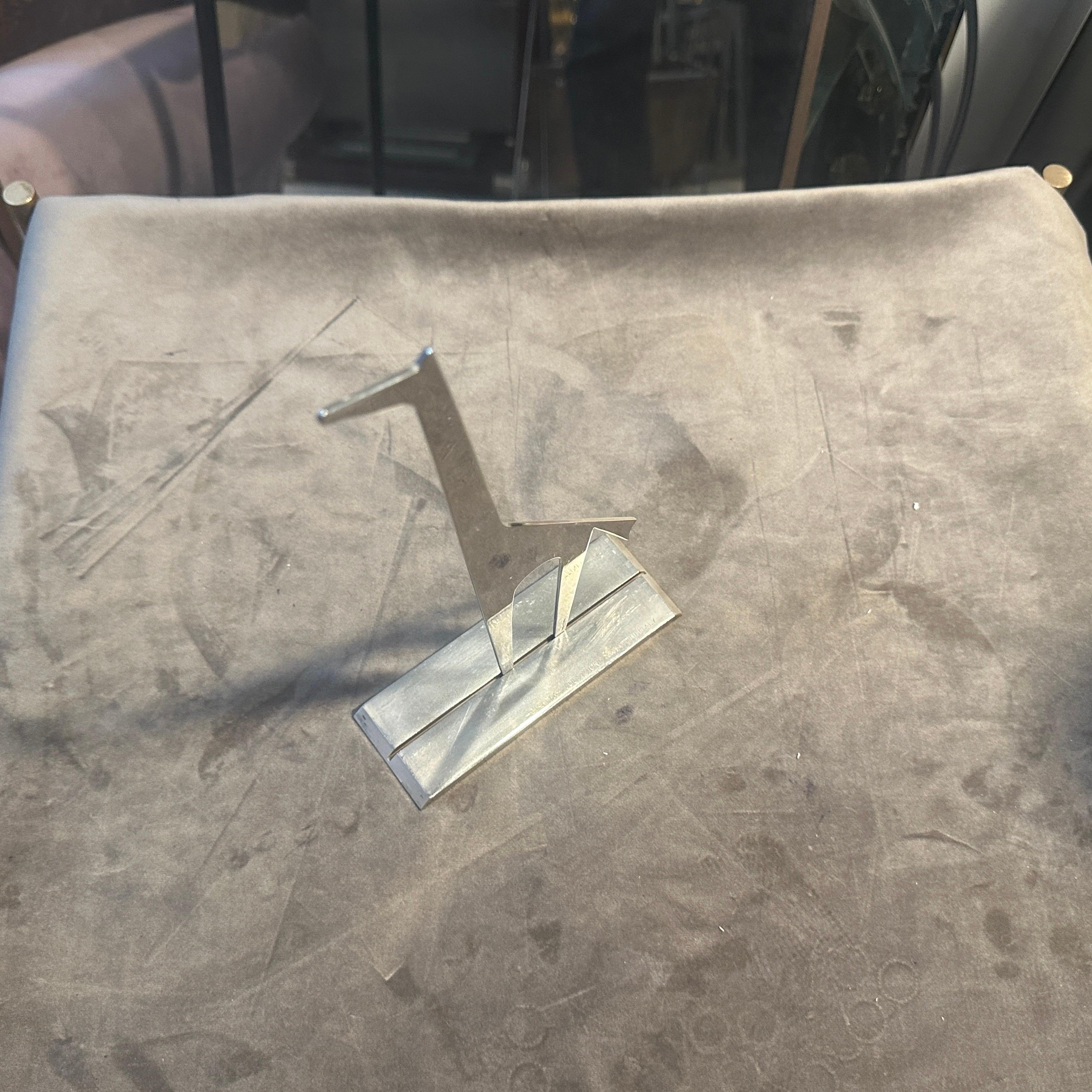 Scultura minimalista anni '90 placcata in argento La Giraffa di Lino Sabattini in vendita 5