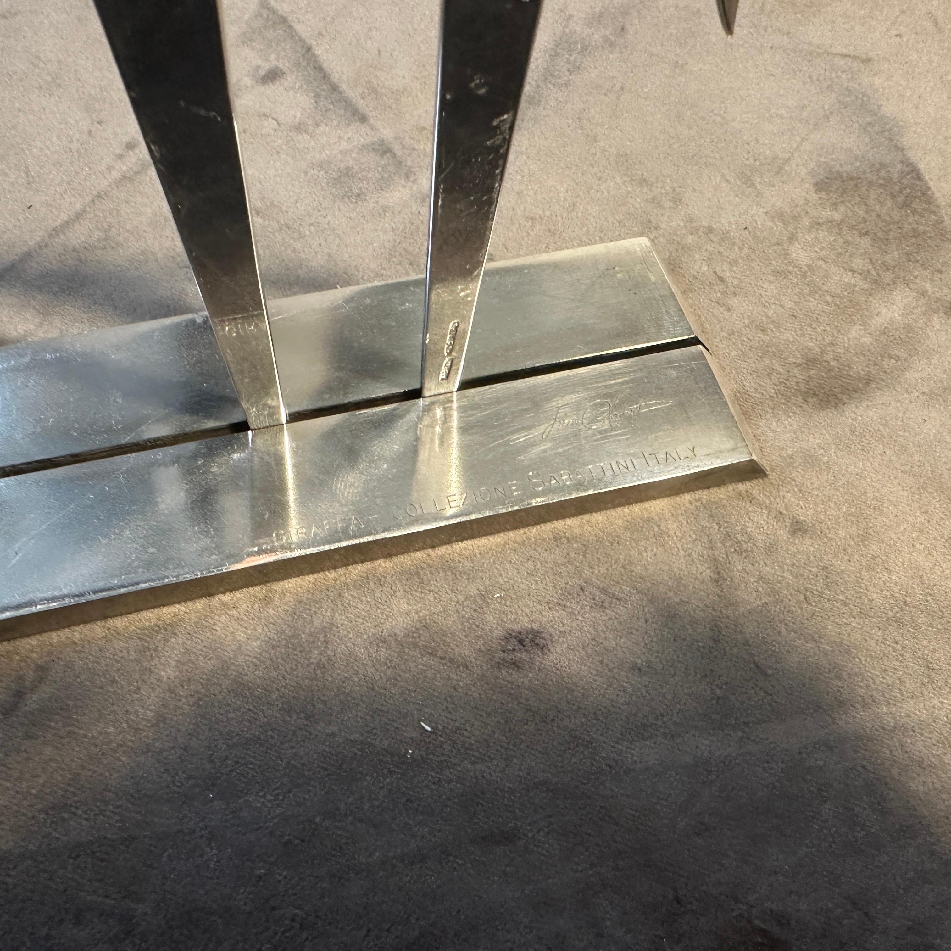 Scultura minimalista anni '90 placcata in argento La Giraffa di Lino Sabattini in vendita 6