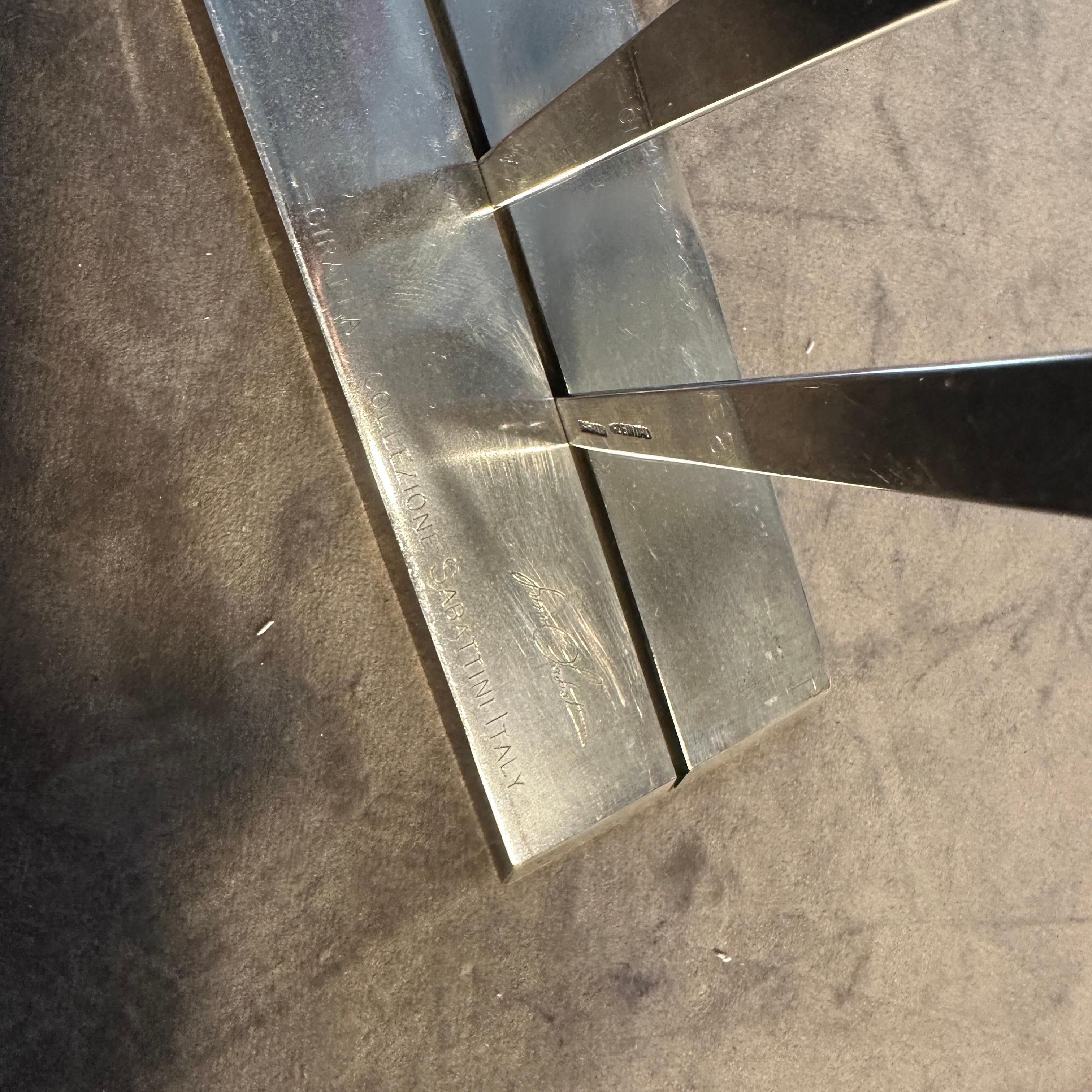 Placcato argento Scultura minimalista anni '90 placcata in argento La Giraffa di Lino Sabattini in vendita