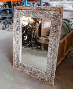 1990s Mirror with Carved Fframe and Aged Patina
