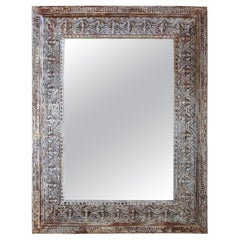 1990s Mirror with Carved Fframe and Aged Patina