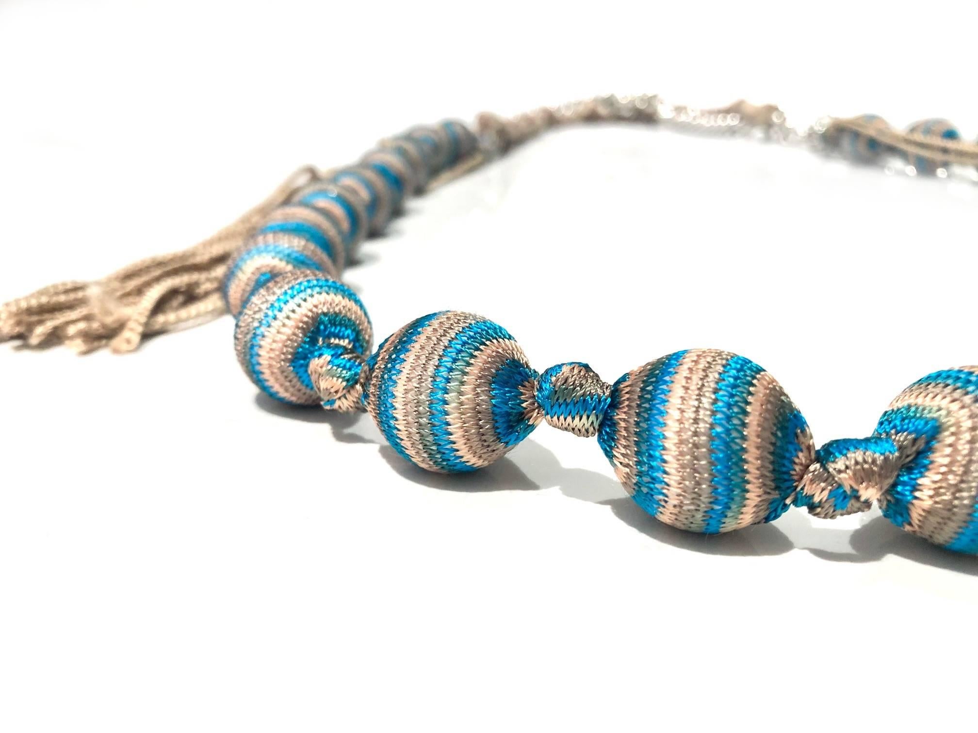 2000s Missoni Ball Head Multi Color Hippie Necklace Belt  For Sale 1