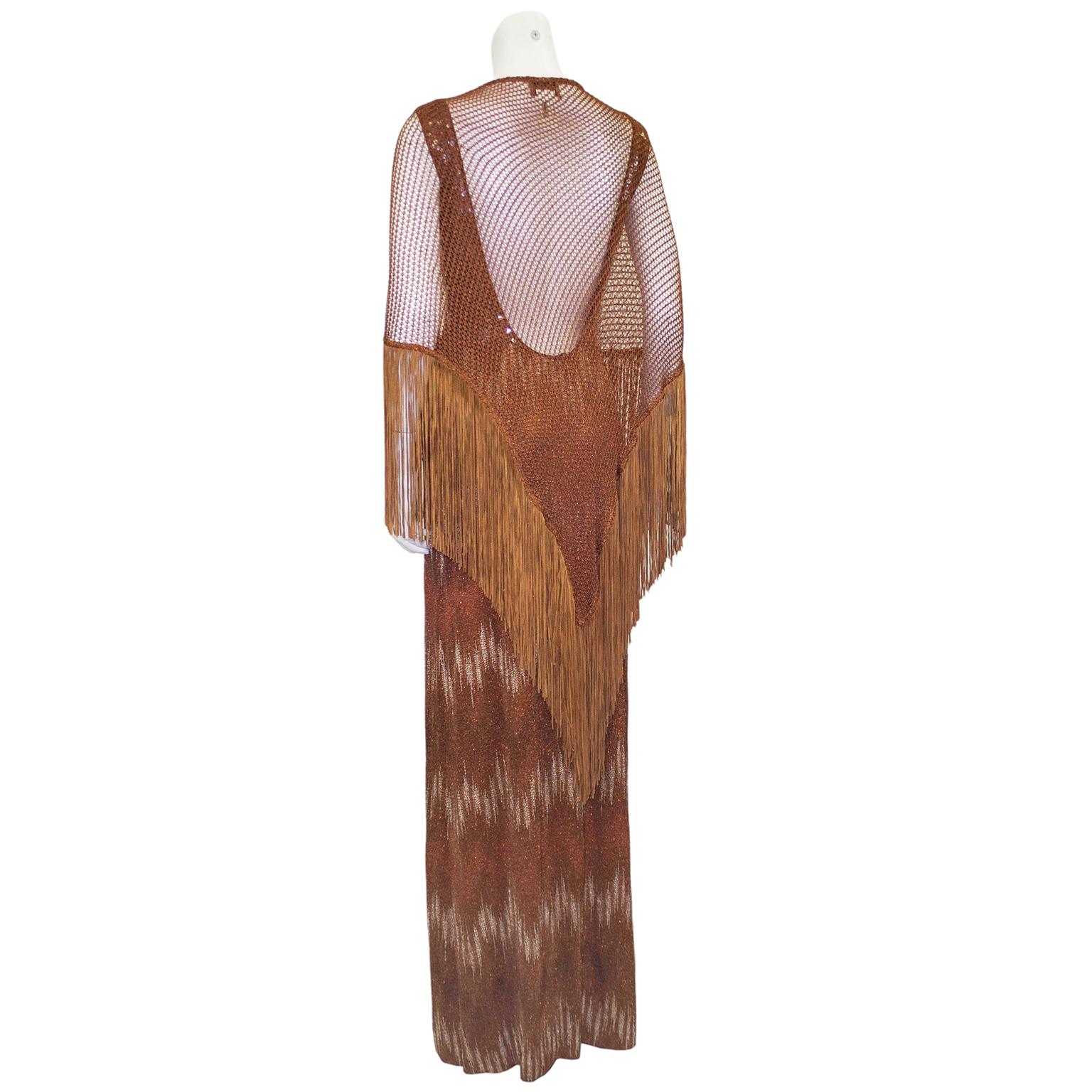 Women's 1990s Missoni Bronze Sequin & Knit Gown with Shawl