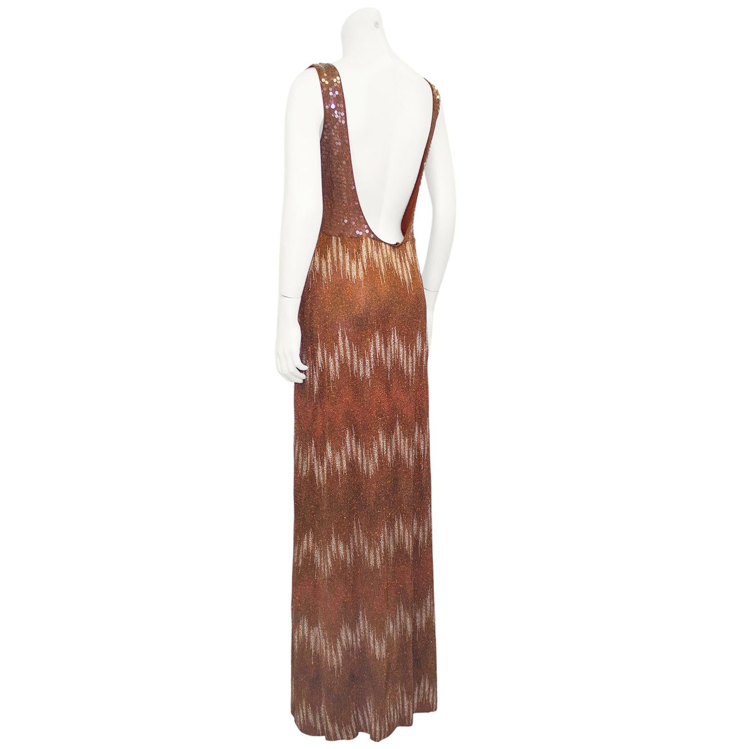 1990s Missoni Bronze Sequin & Knit Gown with Shawl 1