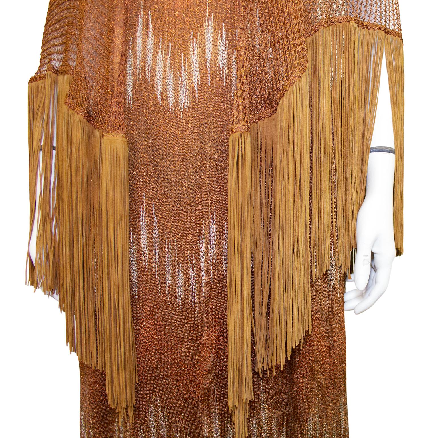 1990s Missoni Bronze Sequin & Knit Gown with Shawl 3