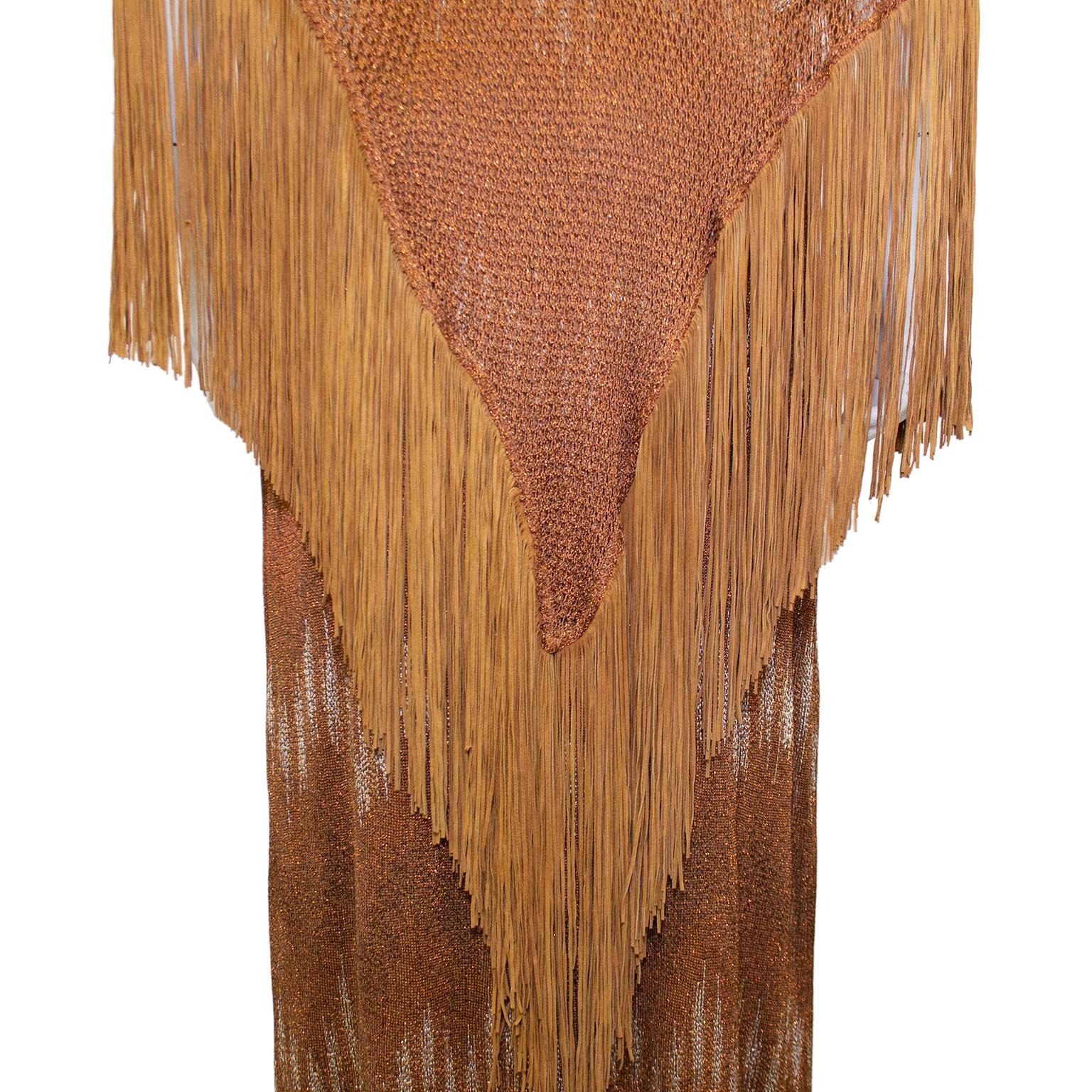 1990s Missoni Bronze Sequin & Knit Gown with Shawl 4
