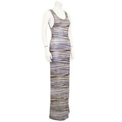 1990s Missoni Metallic Abstract Stripe Knit Maxi Dress