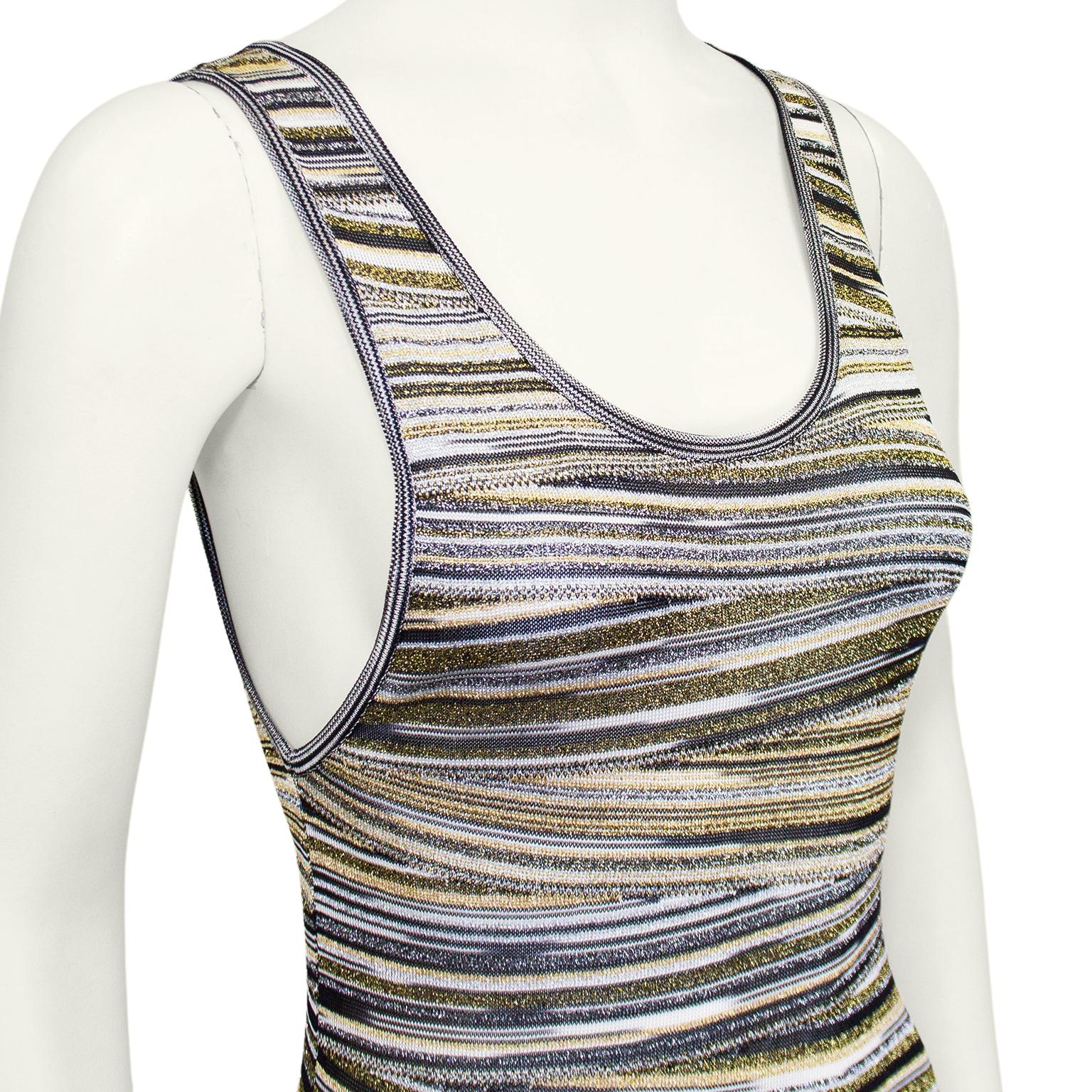 1990s Missoni Metallic Abstract Stripe Knit Maxi Dress  In Good Condition For Sale In Toronto, Ontario