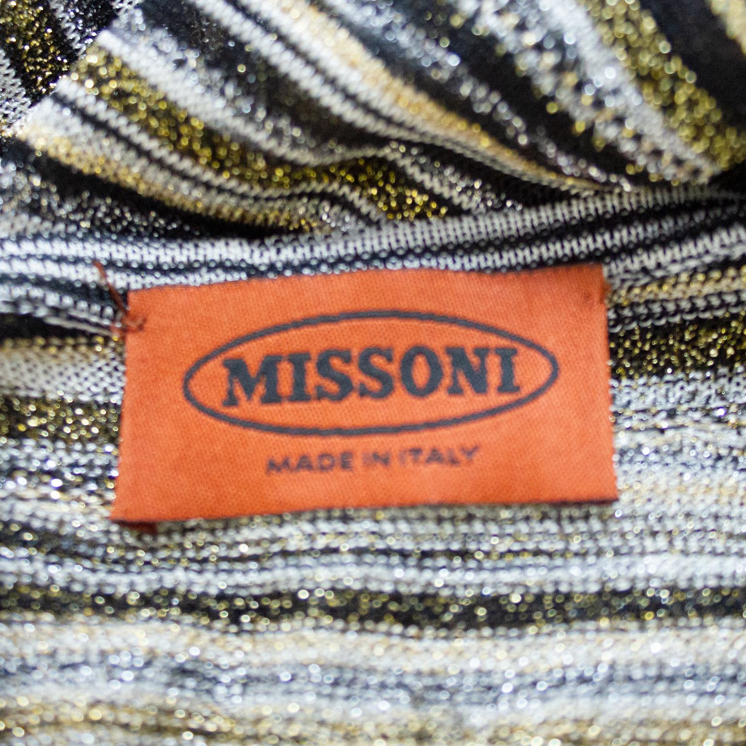 Robe longue en tricot à rayures abstraites métalliques Missoni des années 1990  Pour femmes en vente