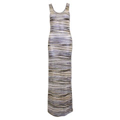 Robe longue en tricot à rayures abstraites métalliques Missoni des années 1990