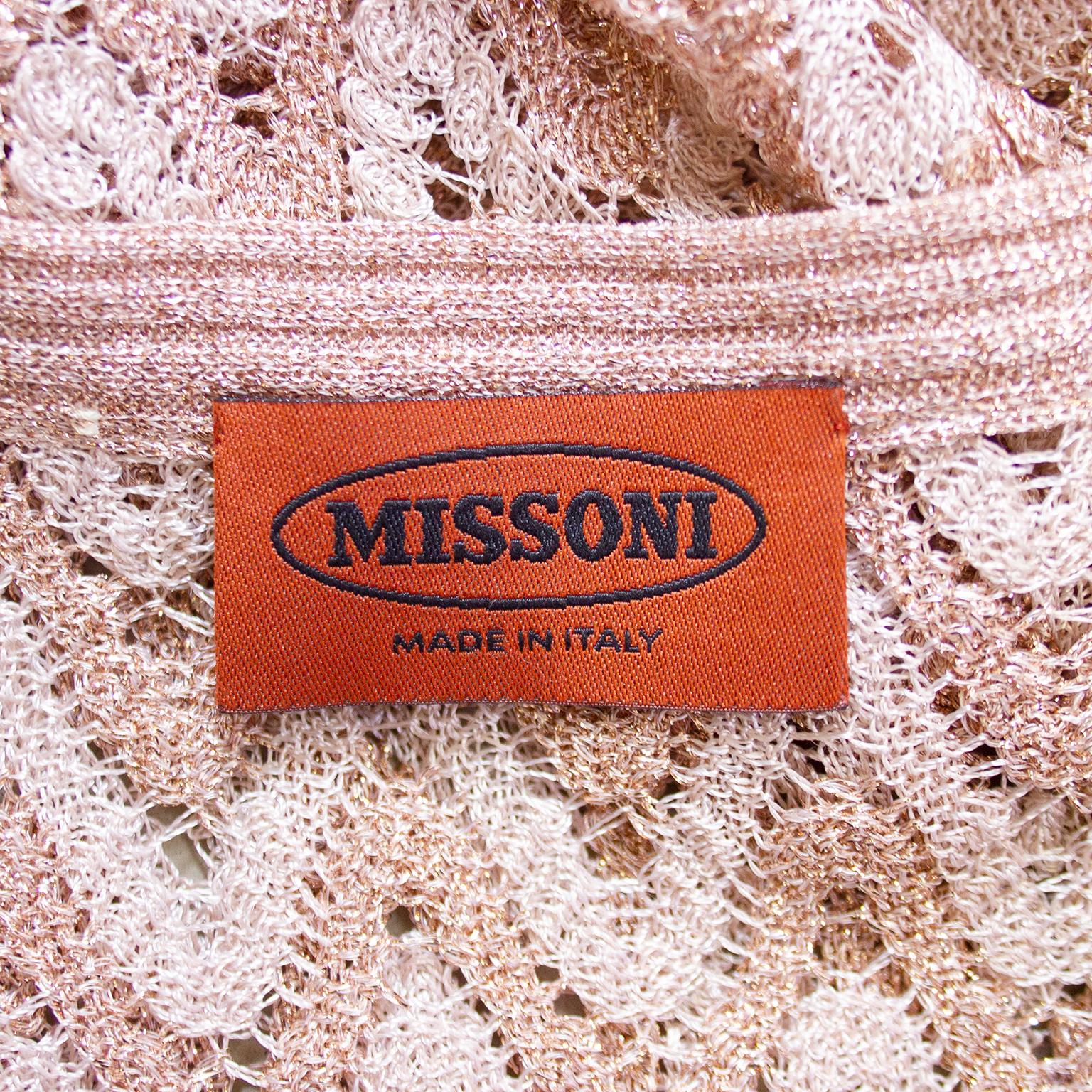 1990s Missoni Metallic Knit Blush Pink Dress and Cardigan  For Sale 5