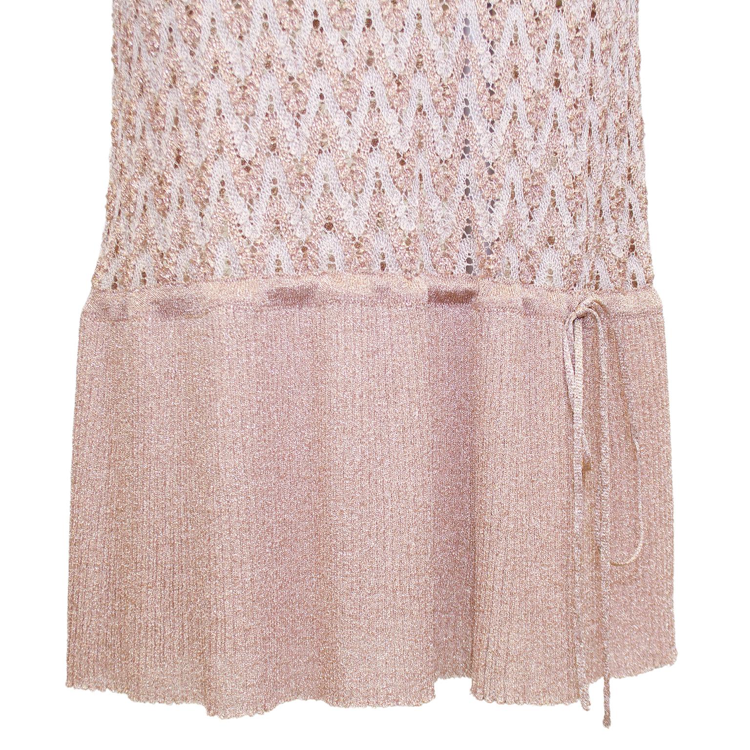 1990s Missoni Metallic Knit Blush Pink Dress and Cardigan  For Sale 4