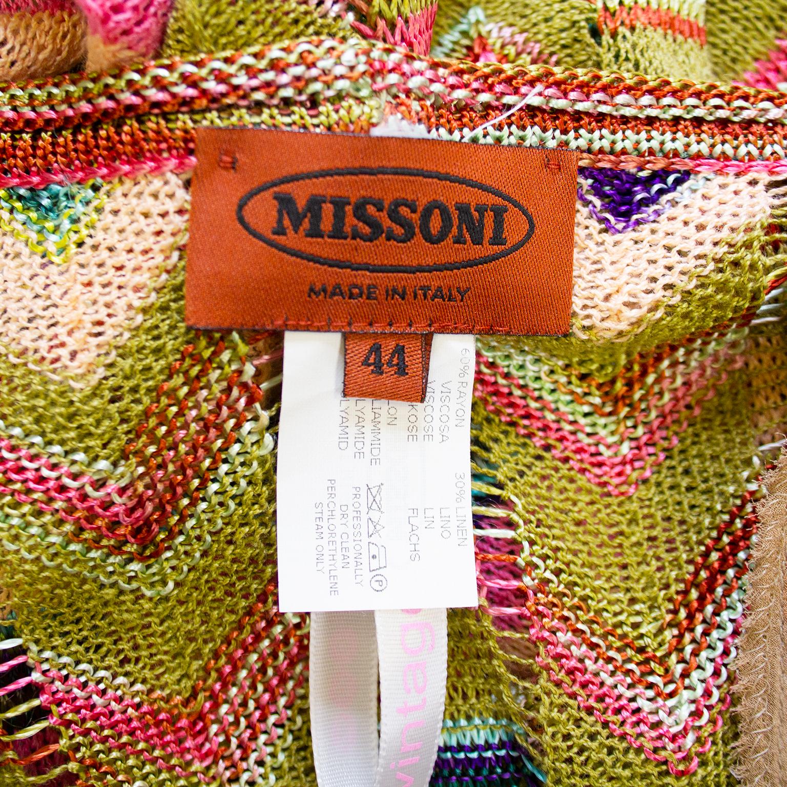 1990s Missoni Multi Colour Knit Chevron Dress and Long Cardigan  For Sale 2