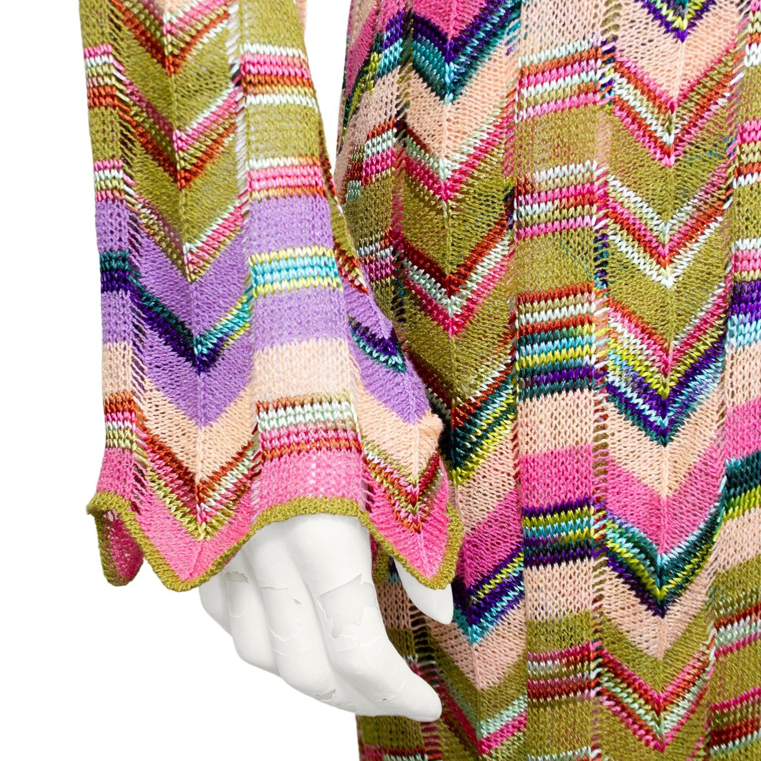 Women's 1990s Missoni Multi Colour Knit Chevron Dress and Long Cardigan  For Sale