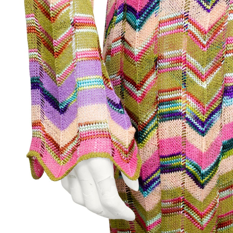 Multi-Color Knit Maxi Dress with Chevron Pattern for Women - Sabrina