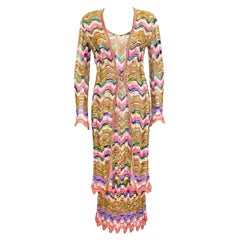 Vestido y rebeca larga de punto multicolor de Missoni de los años 90