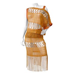 1990s Missoni Open Weave Fringe Skirt & Top Set