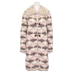 Retro 1990s Missoni Pink, Cream and Grey Wool Car Coat 