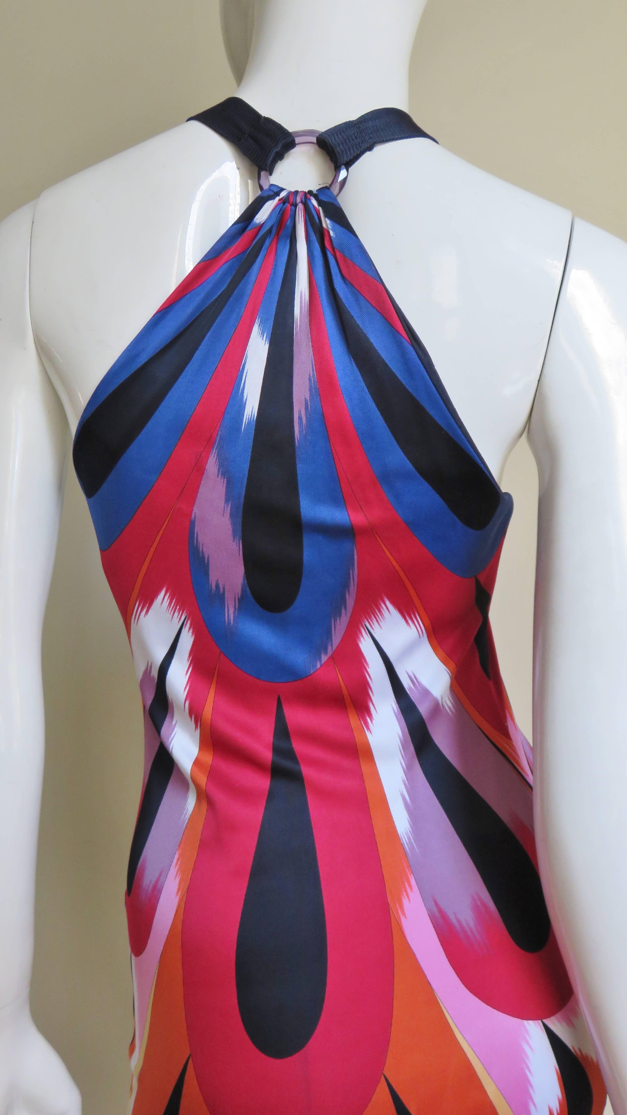 Missoni Colorful Silk Halter Dress For Sale 3