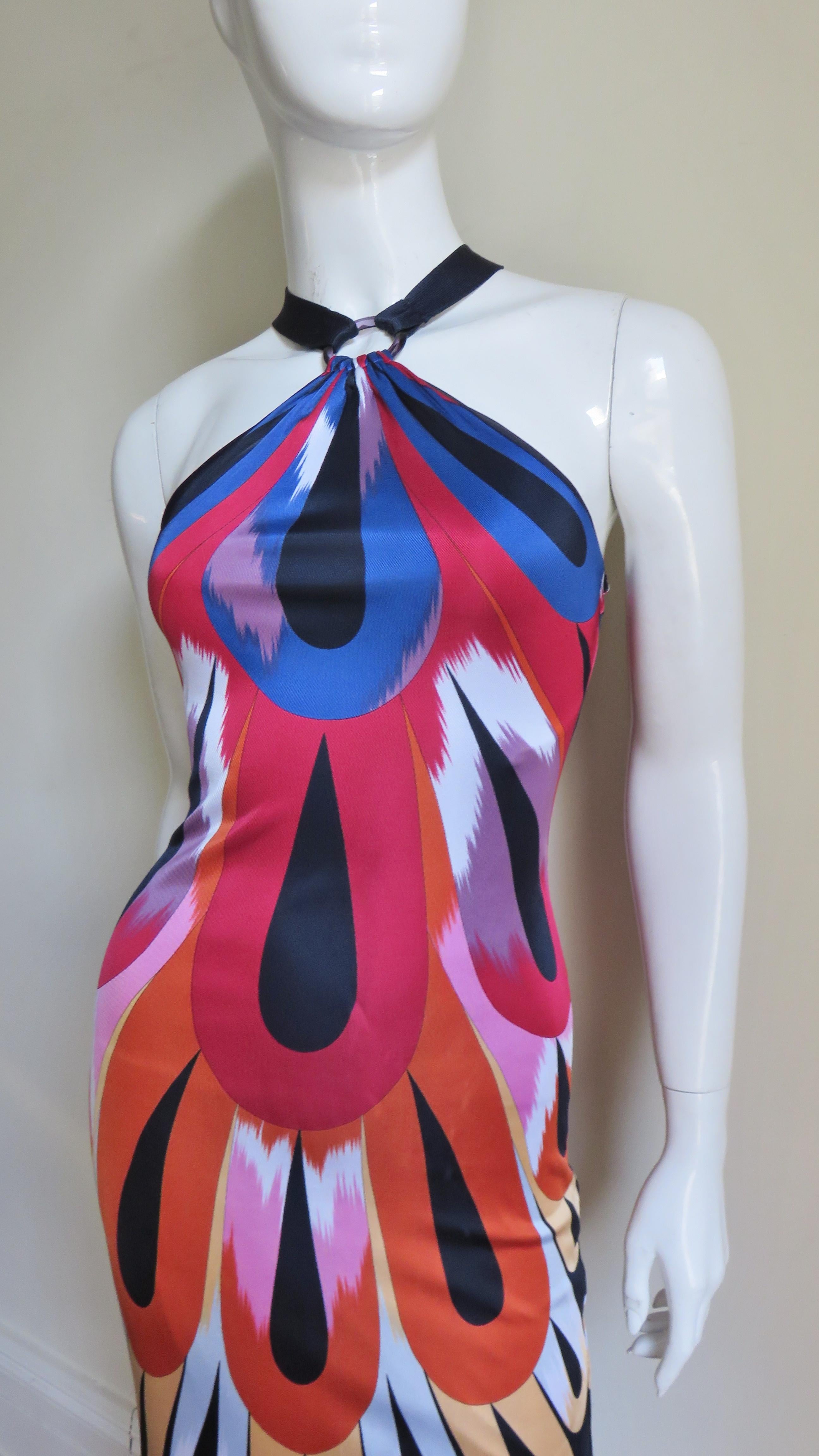 Buntes Neckholder-Kleid aus Seide von Missoni (Pink) im Angebot