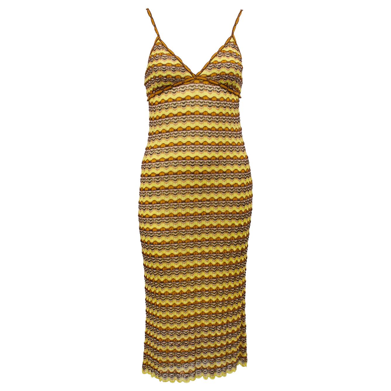 1990s Missoni Yellow Knit Dress 