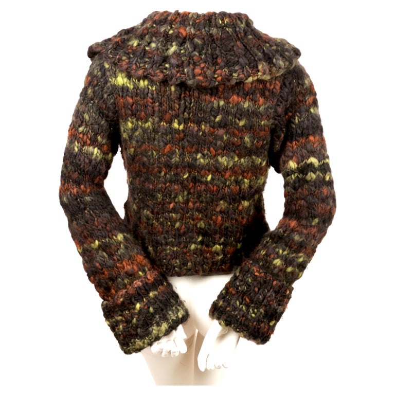 Women's 1990's MITSUHIRO MATSUDA chunky hand knit wool sweater with extra long arms For Sale