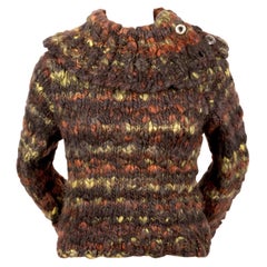 1990's MITSUHIRO MATSUDA chunky hand knit wool sweater with extra long arms