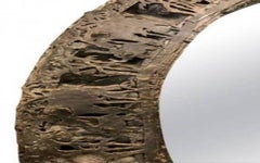 1990s Mixed Metal and Glass Console & Metal Mirror, Set