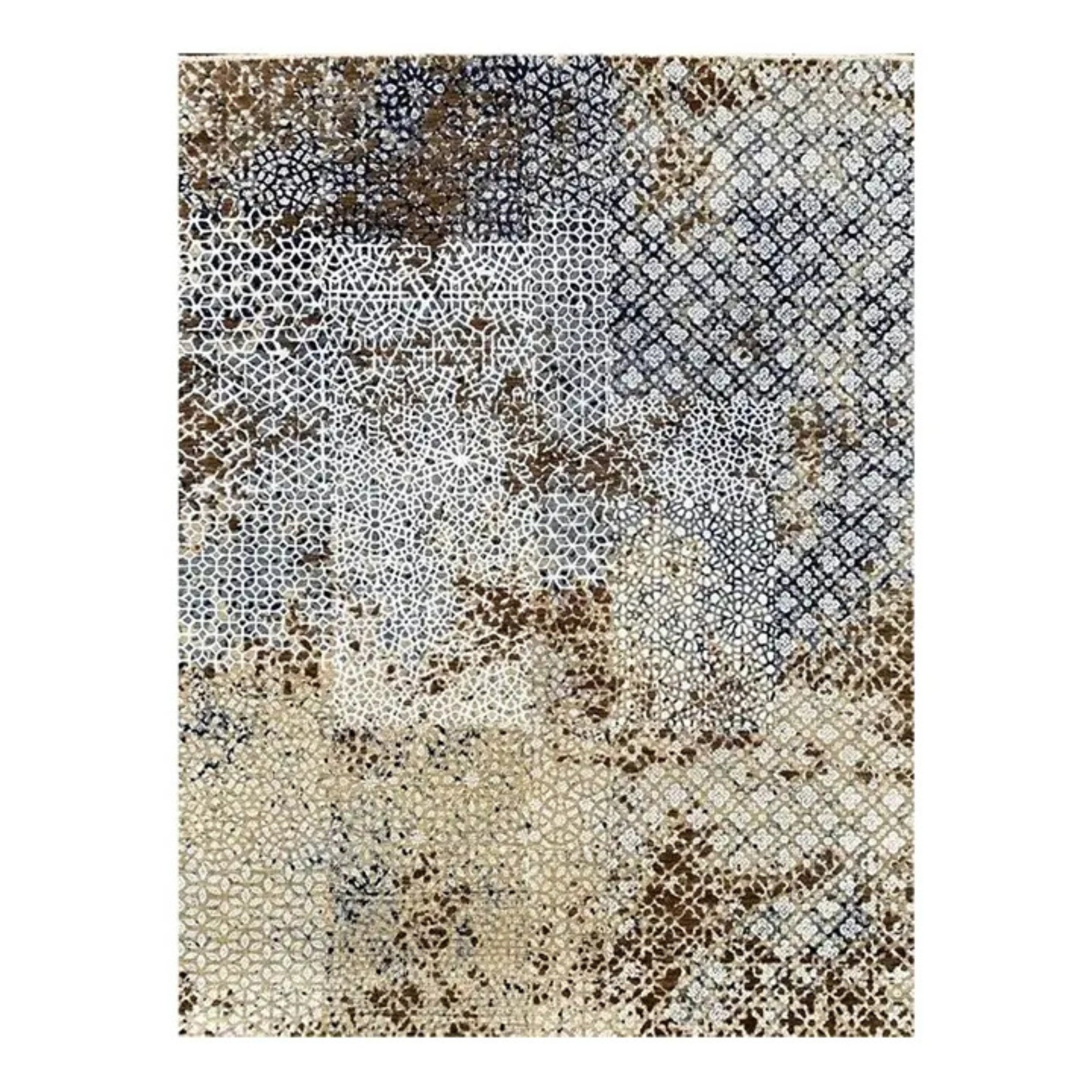 1990s Modern Abstract Wool Area Rug – Contemporary Artistic Carpet 8′×10′