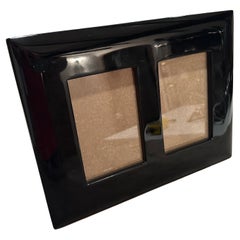 1990er Jahre Modern Schwarz lackiert Holz Italienisch Doppel Bilderrahmen von Bussolari