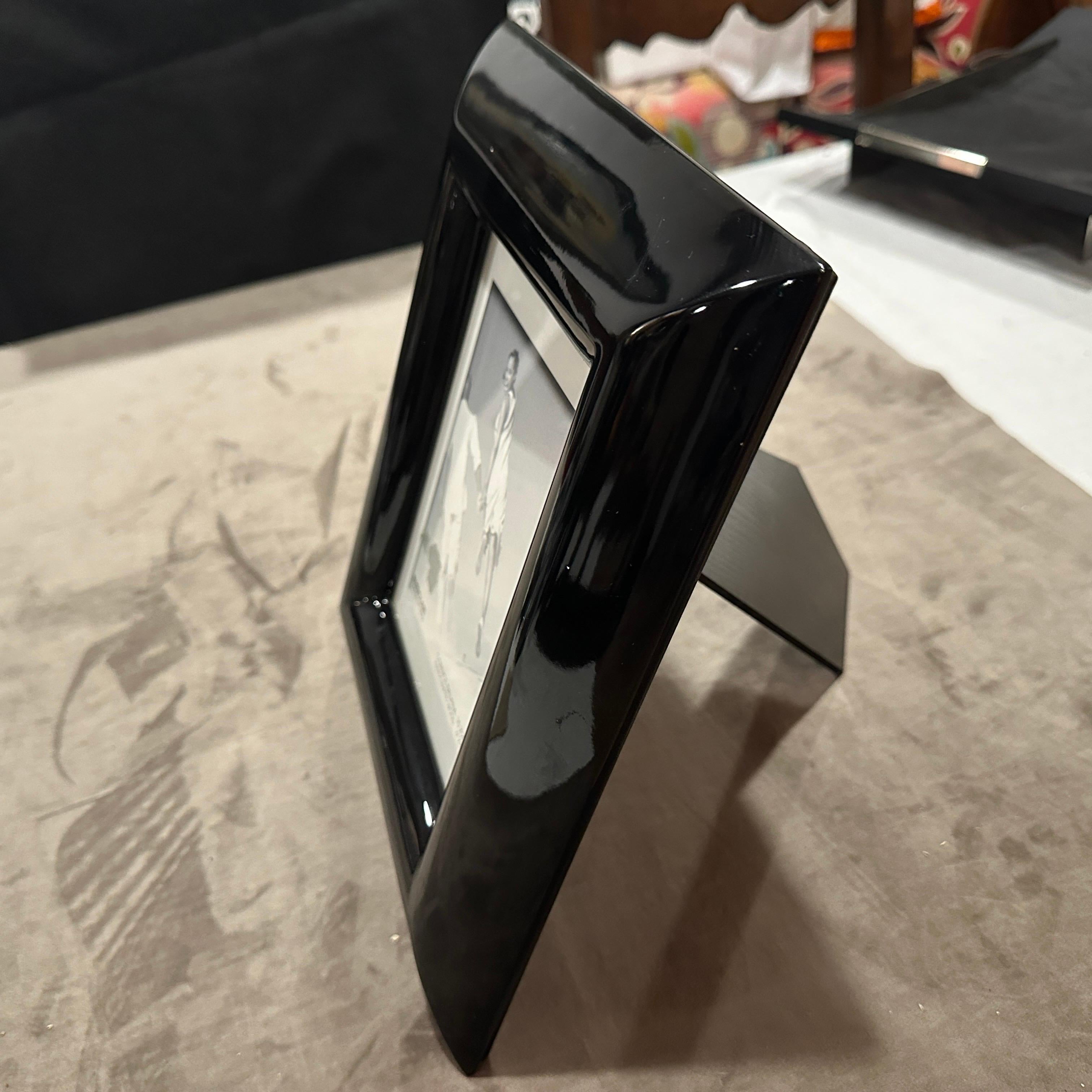 1990s Modern Black Lacquered Wood Italian Picture Frame by Bussolari For Sale 4