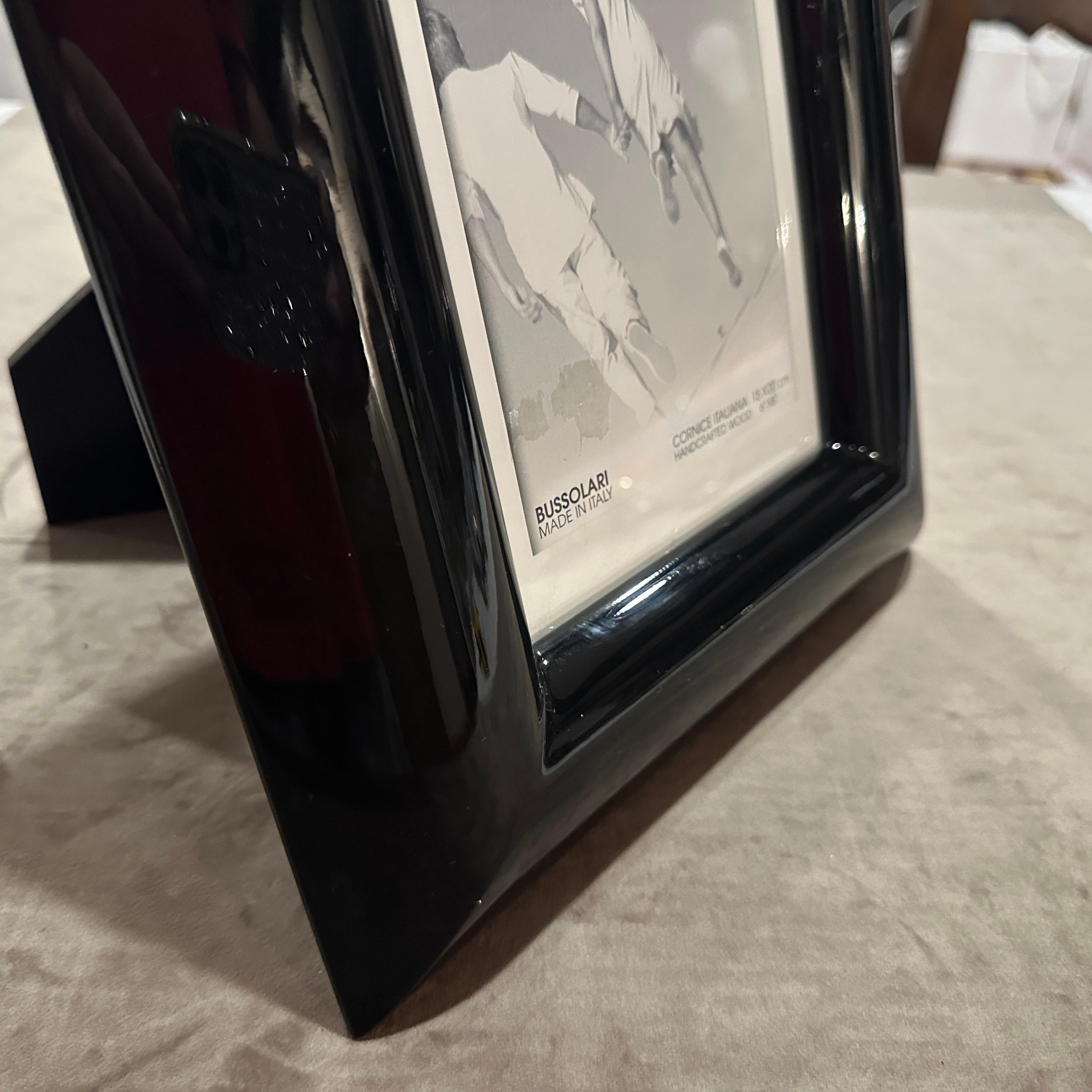1990s Modern Black Lacquered Wood Italian Picture Frame by Bussolari For Sale 7