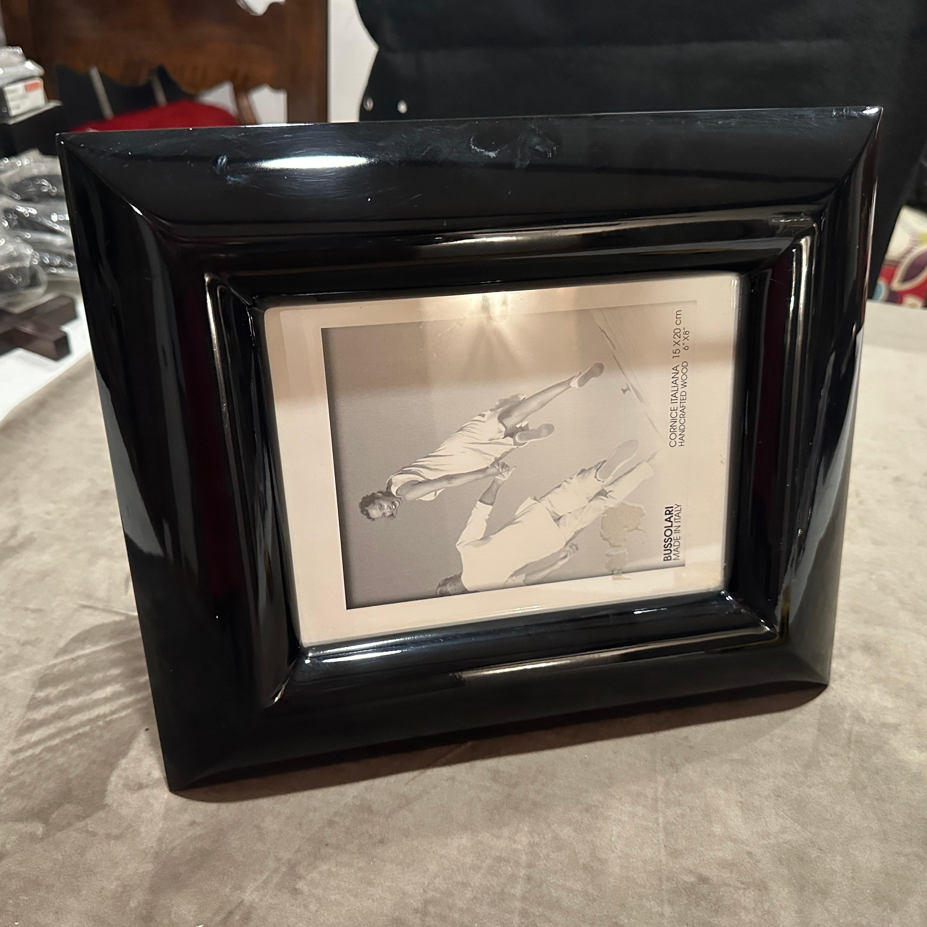 1990s Modern Black Lacquered Wood Italian Picture Frame by Bussolari For Sale 8
