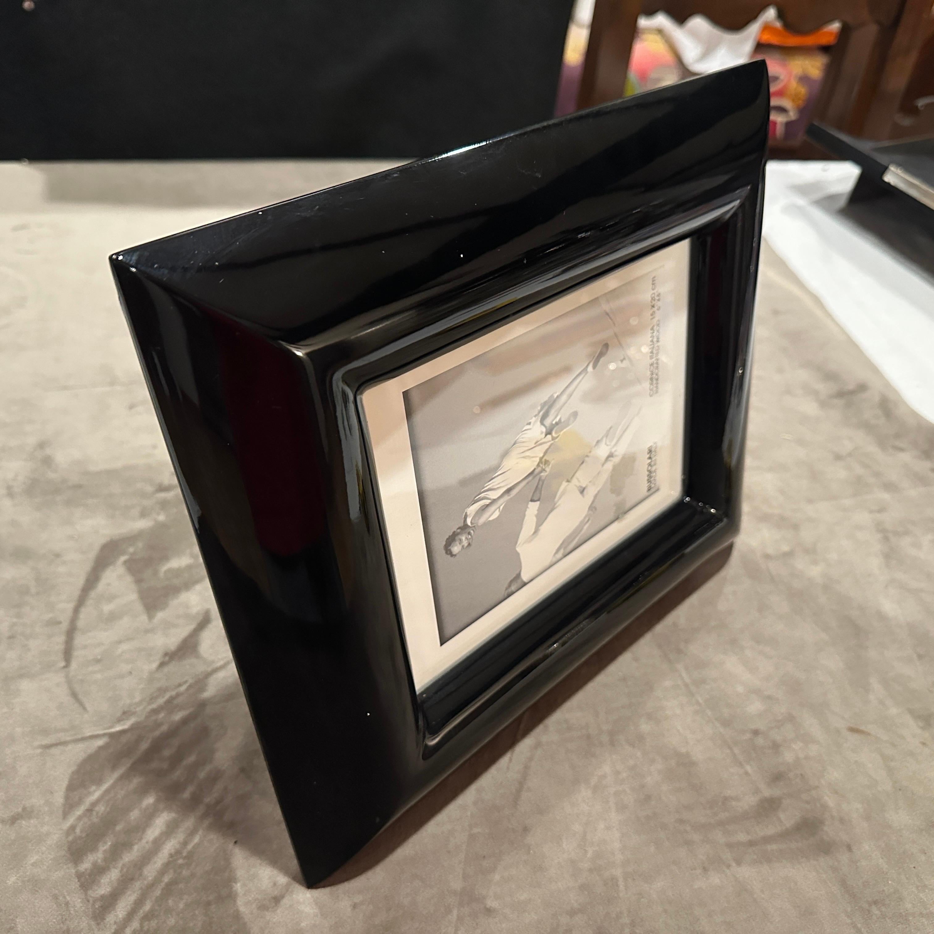 1990s Modern Black Lacquered Wood Italian Picture Frame by Bussolari For Sale 9