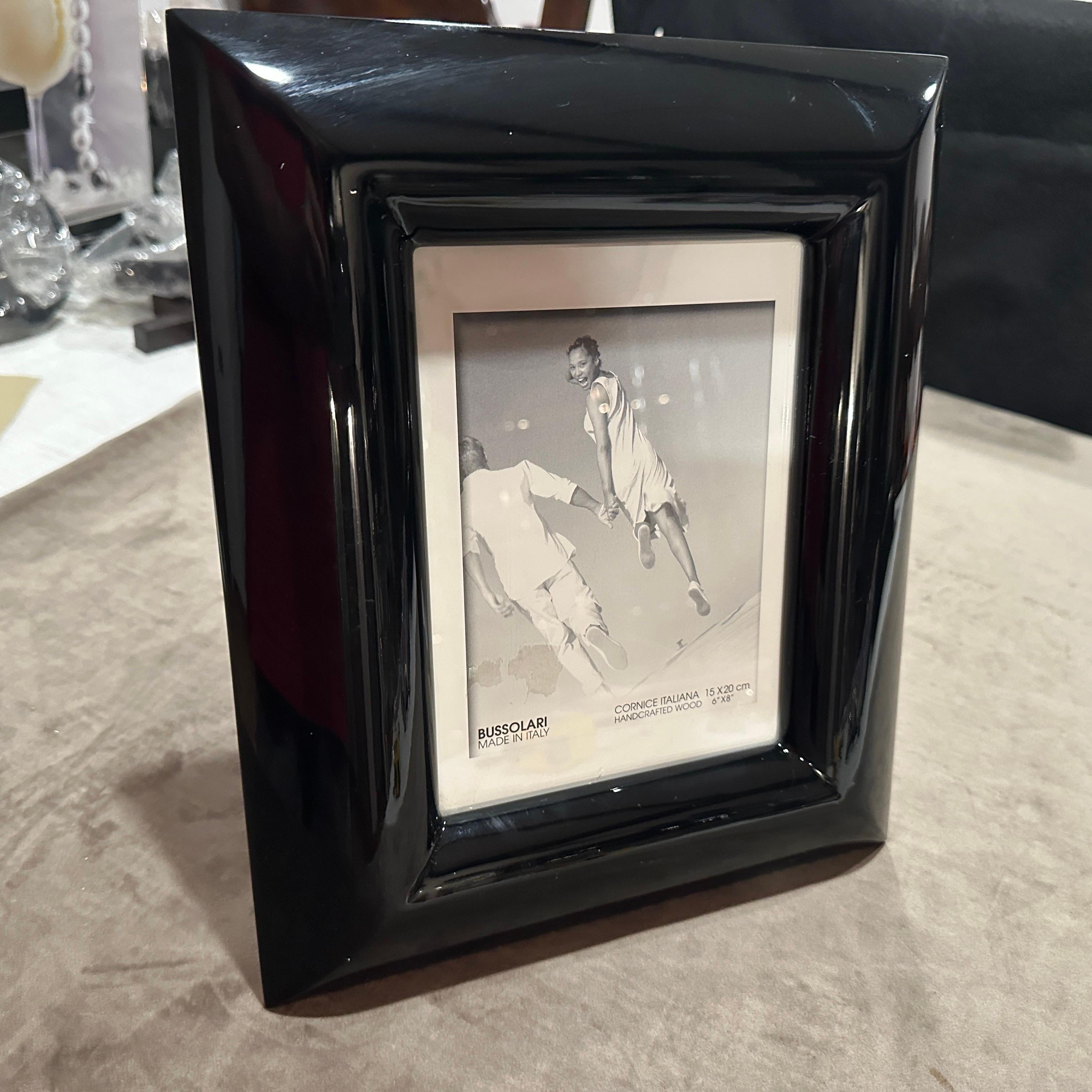 Hand-Crafted 1990s Modern Black Lacquered Wood Italian Picture Frame by Bussolari For Sale