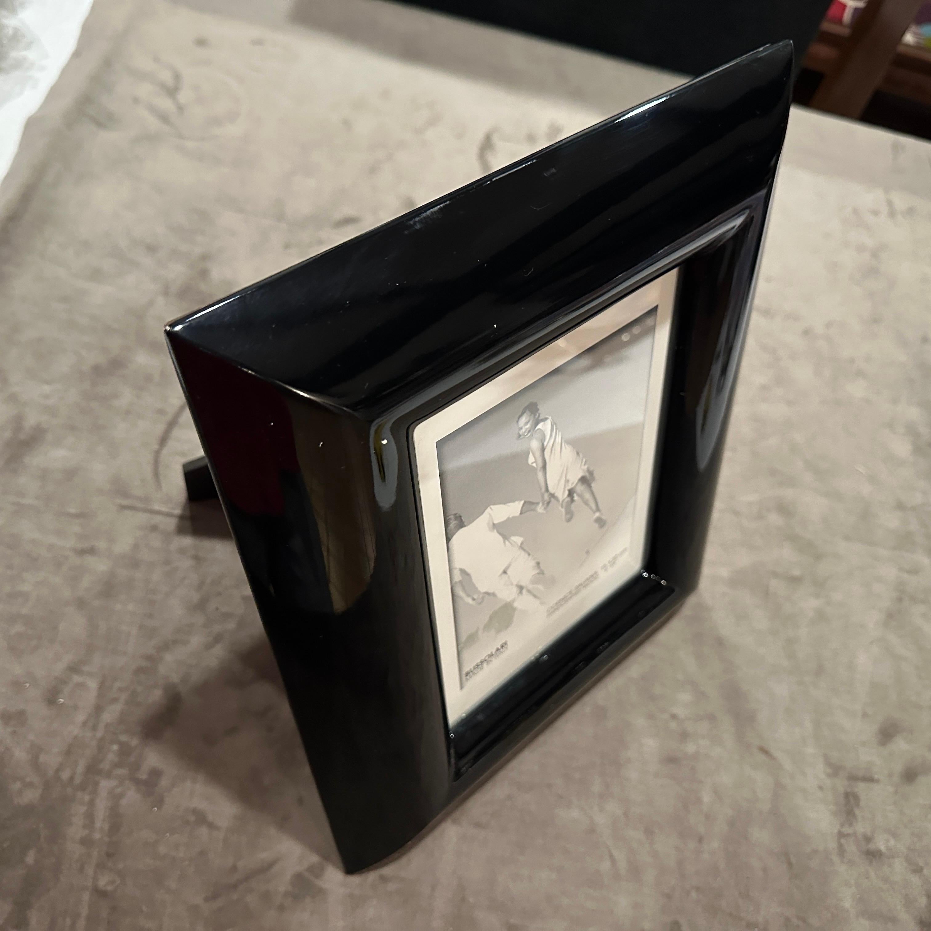 1990s Modern Black Lacquered Wood Italian Picture Frame by Bussolari For Sale 1