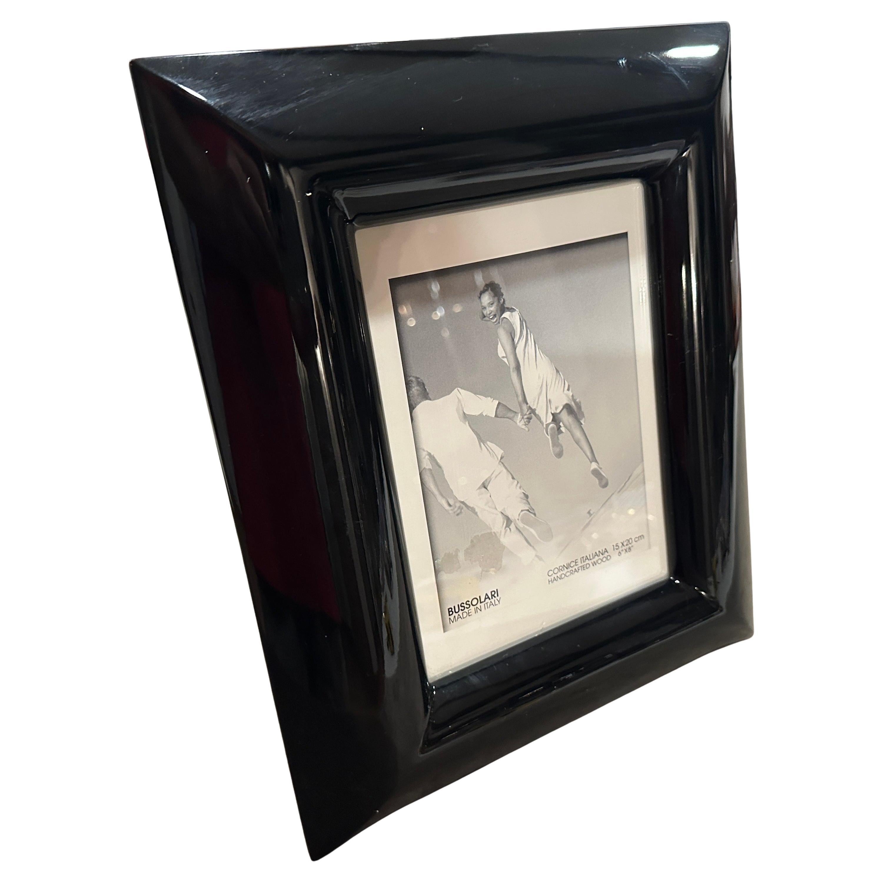 1990s Modern Black Lacquered Wood Italian Picture Frame by Bussolari For Sale