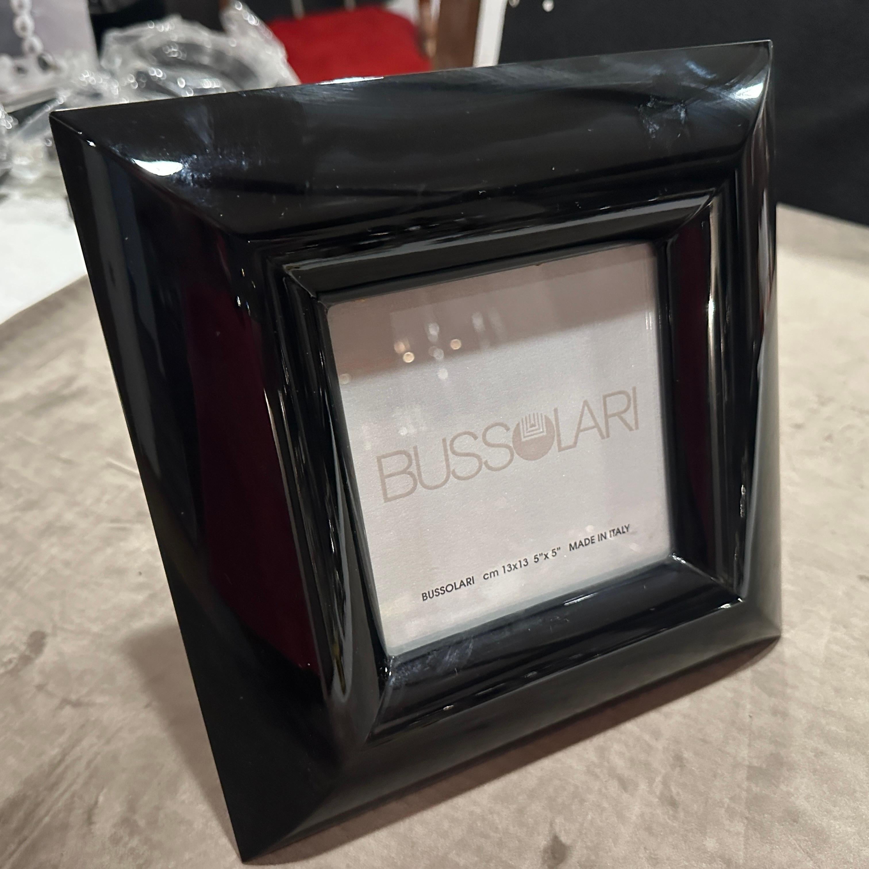 1990s Modern Black Lacquered Wood Italian Square Picture Frame by Bussolari For Sale 6