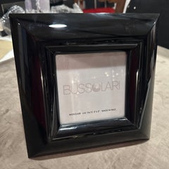 1990s Modern Black Lacquered Wood Italian Square Picture Frame by Bussolari