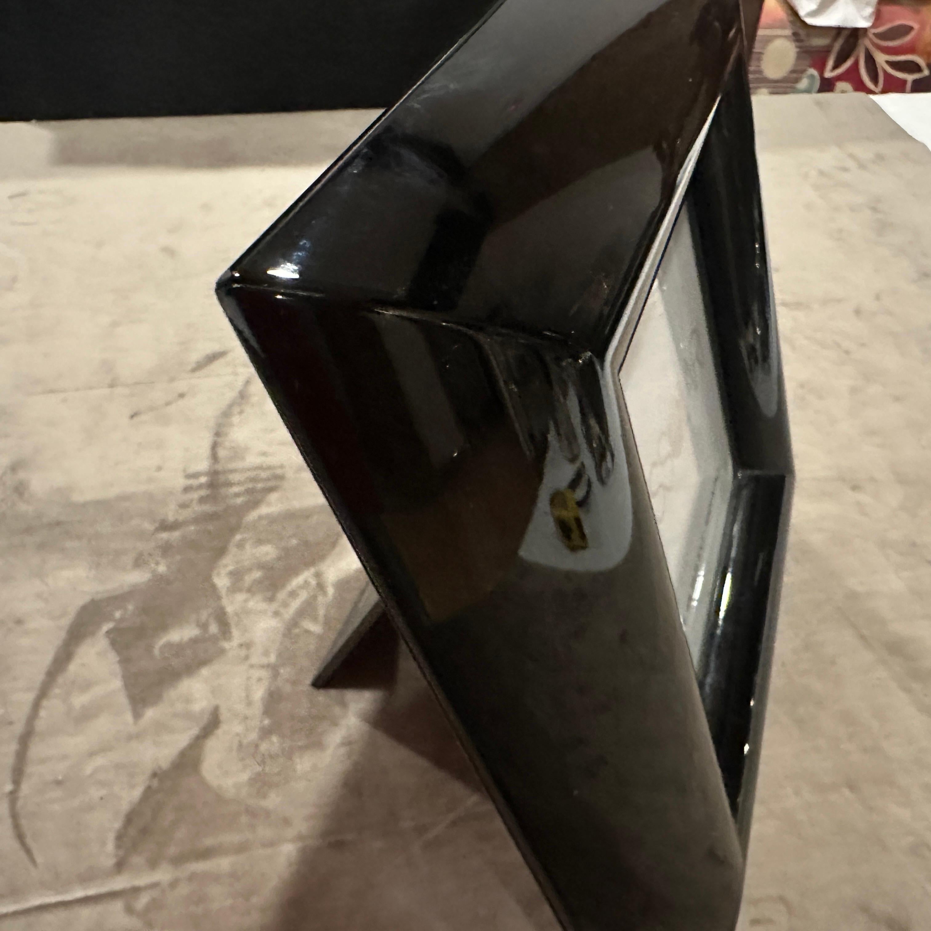20th Century 1990s Modern Black Lacquered Wood Italian Square Picture Frame by Bussolari For Sale