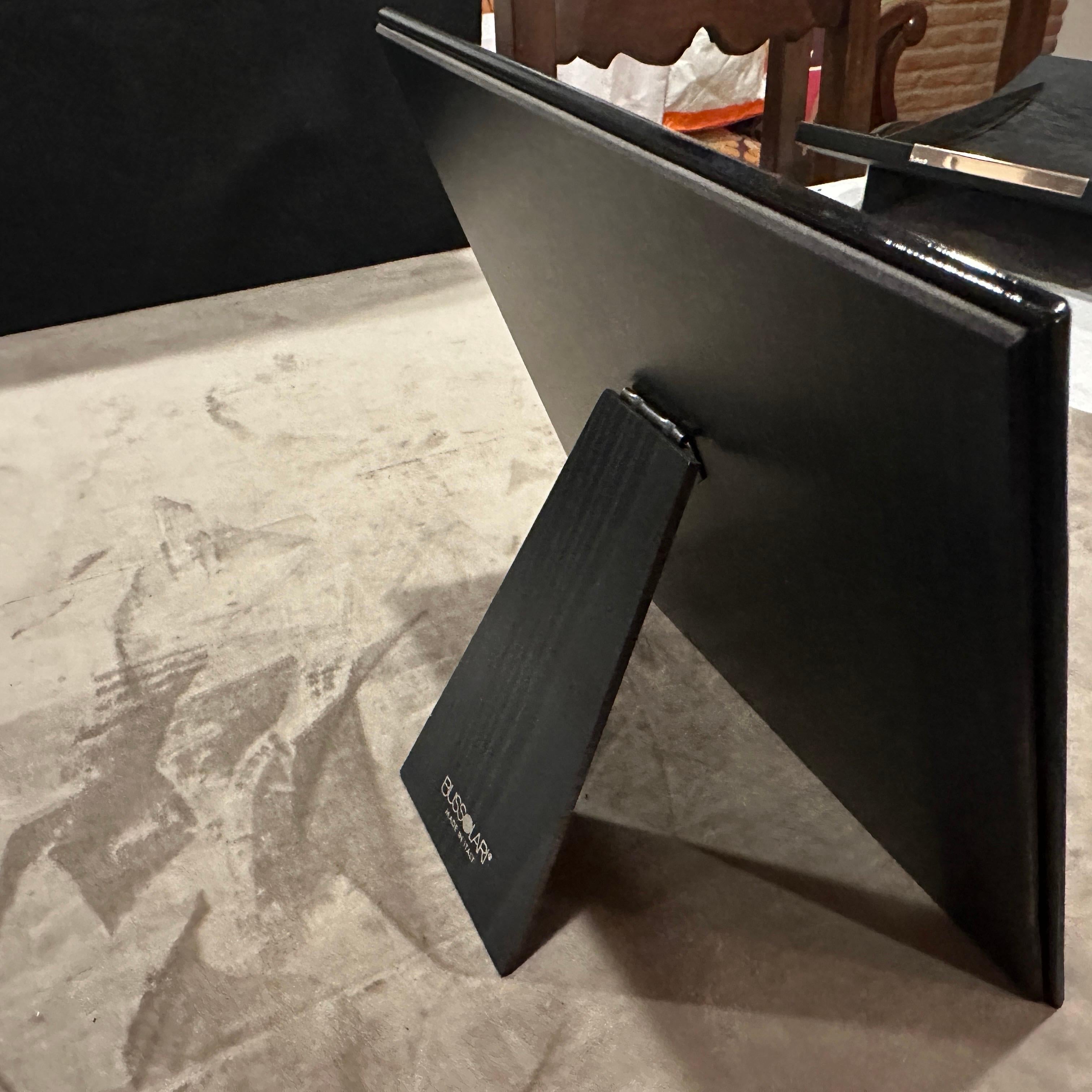 1990s Modern Black Lacquered Wood Italian Square Picture Frame by Bussolari For Sale 3