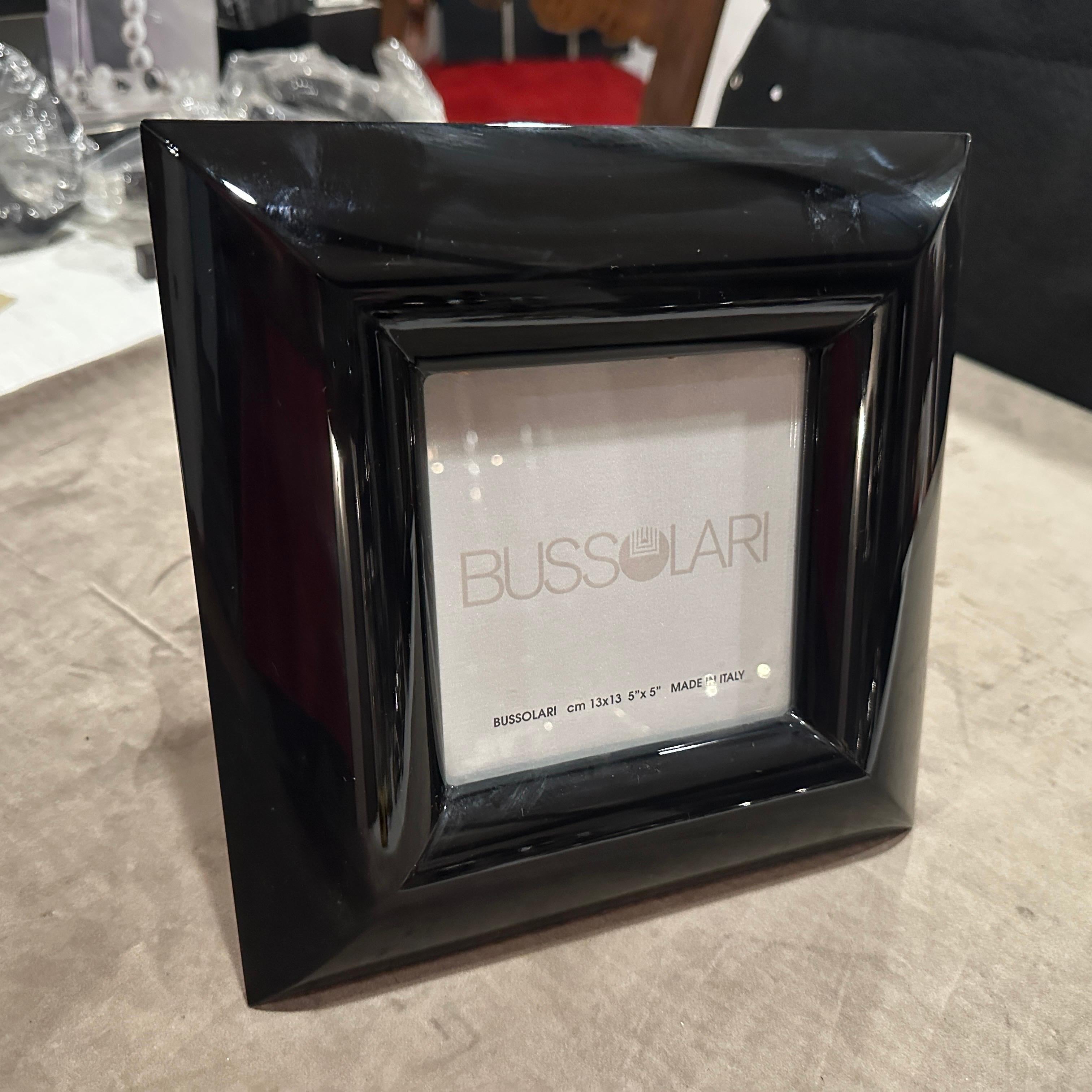 1990s Modern Black Lacquered Wood Italian Square Picture Frame by Bussolari For Sale 4