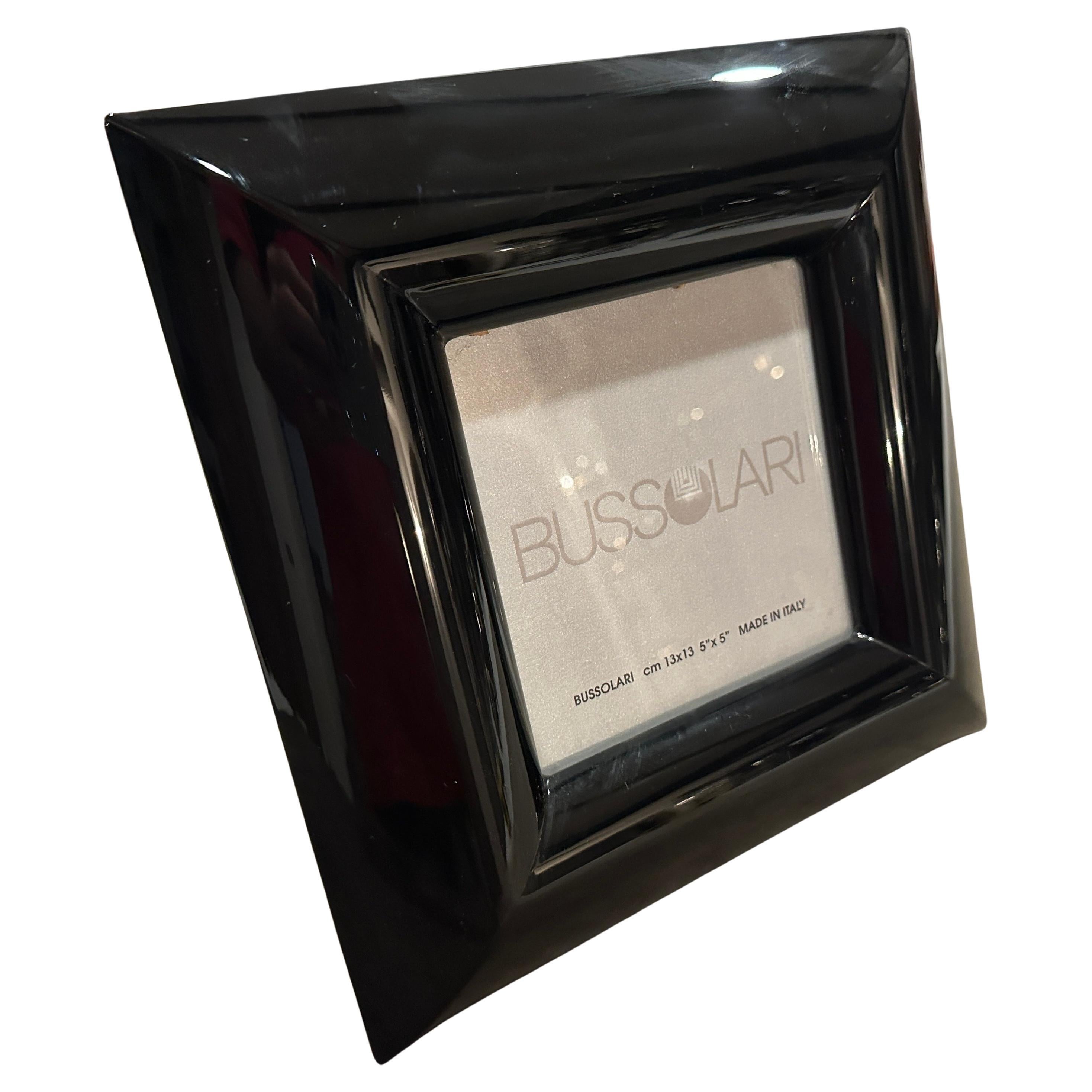 1990s Modern Black Lacquered Wood Italian Square Picture Frame by Bussolari For Sale