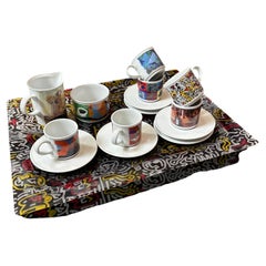 Servizio da caffè moderno del 1990 e vassoio di servizio Cafè des Arts di Lavazza