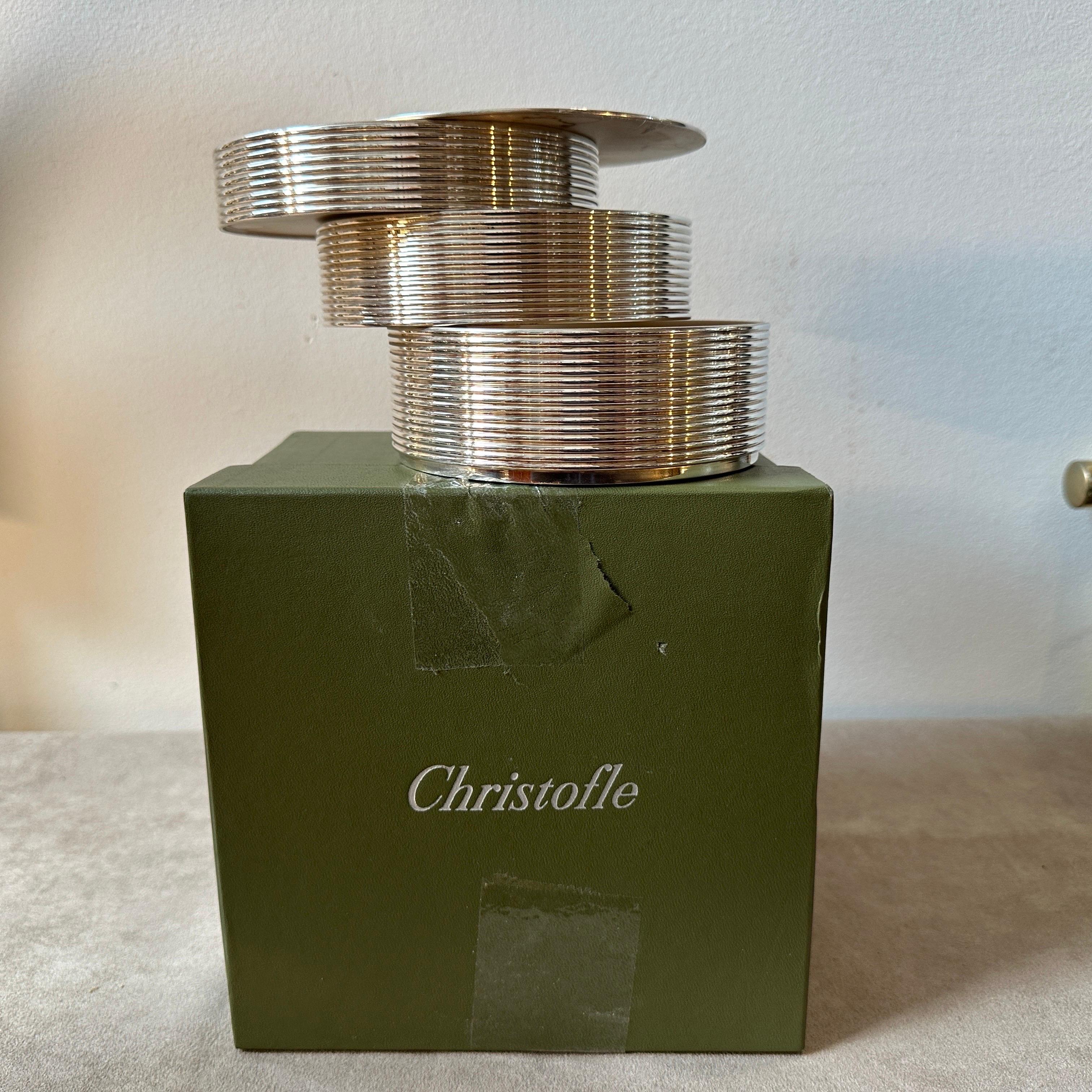 Boîte à bijoux française en métal argenté au design moderne des années 1990 par Christofle en vente 1