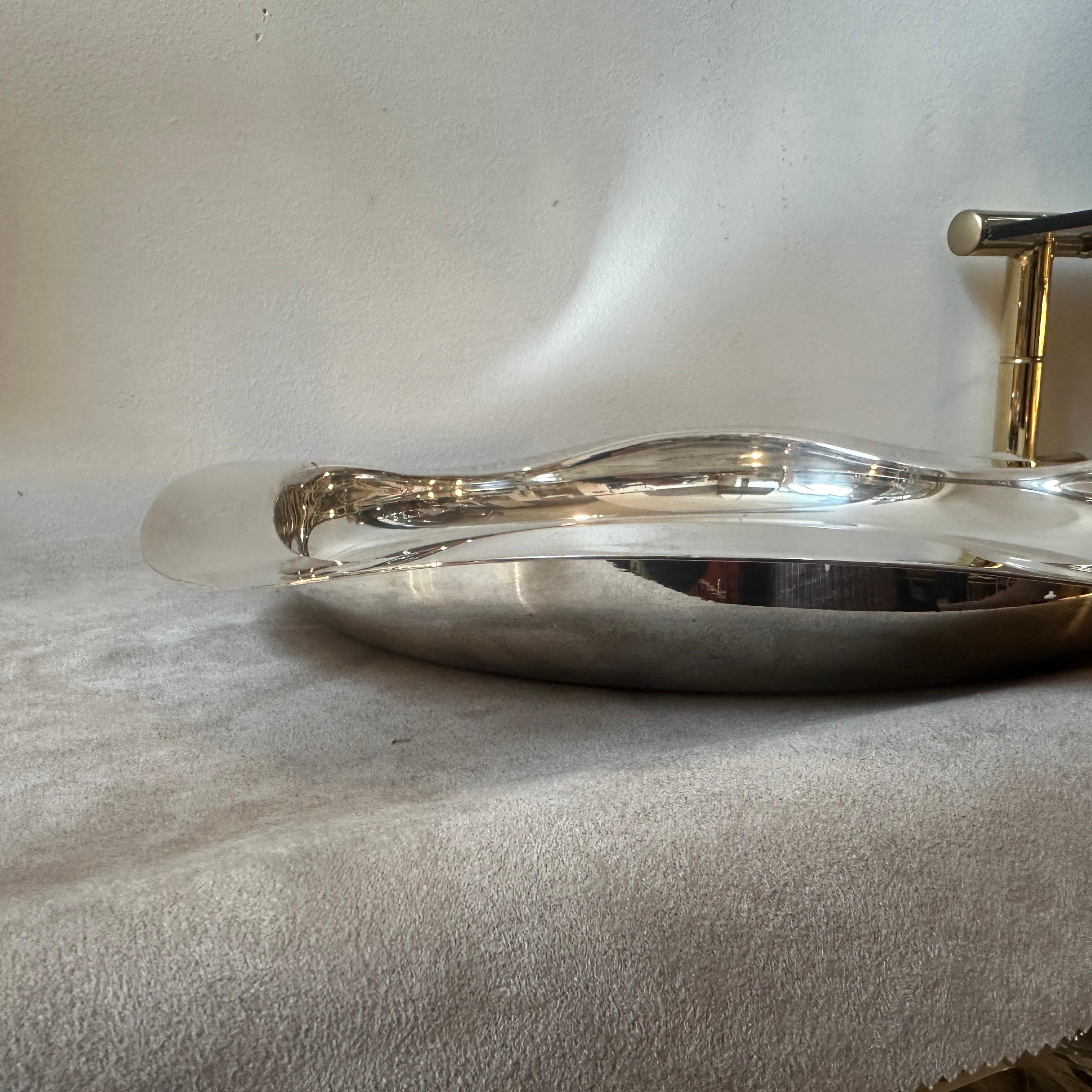 Centro de mesa italiano plateado de diseño moderno de los años 90 de Mesa Italiano en venta